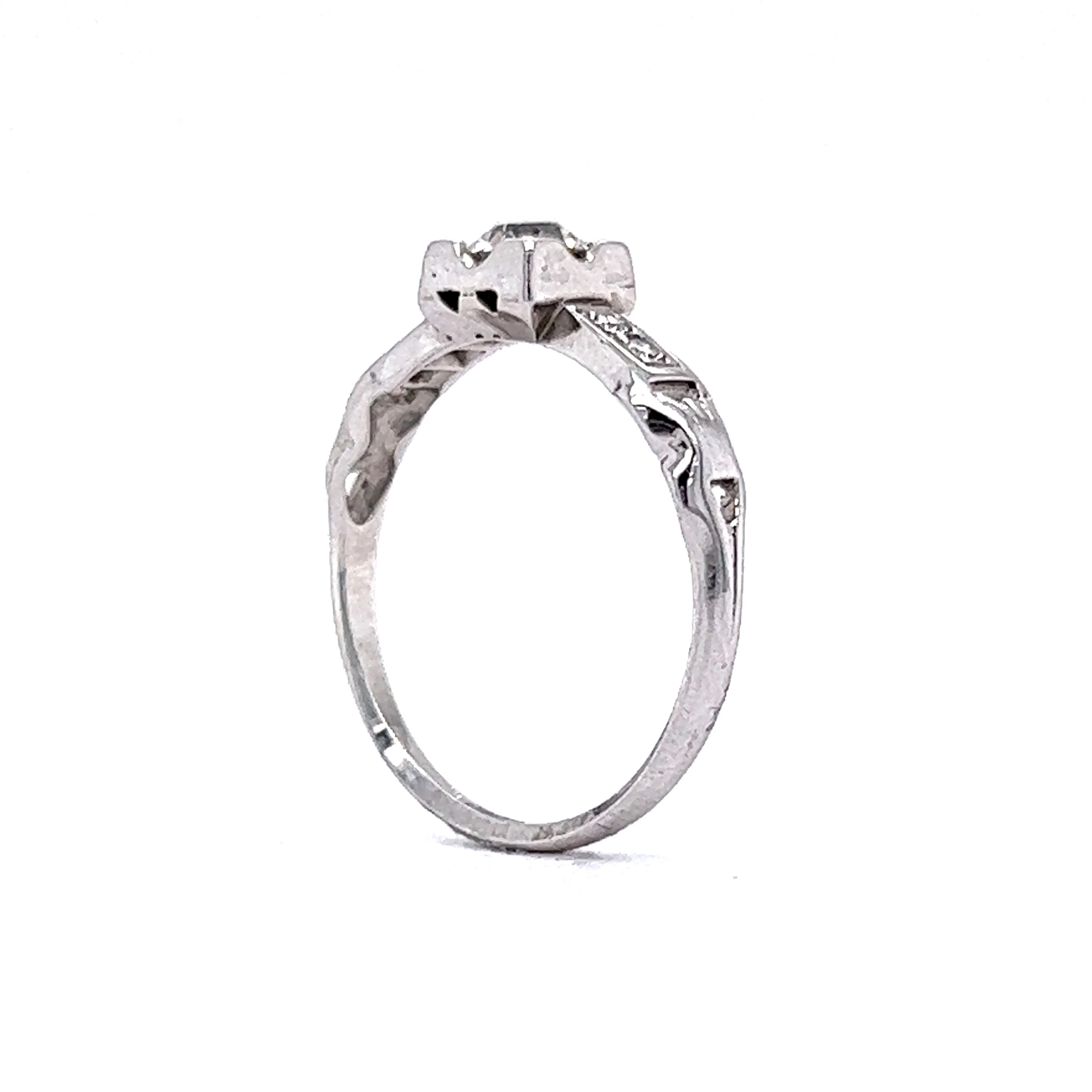 .35 Art Deco Engagement Ring in 18k White Gold - Image 5