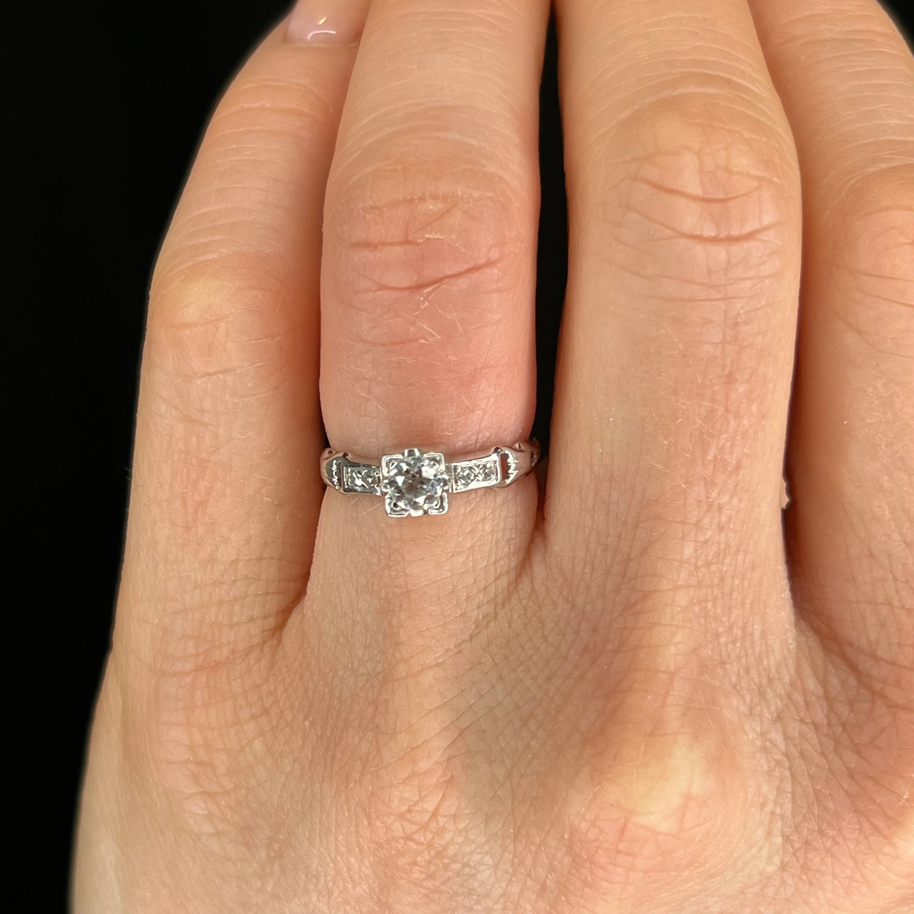 .35 Art Deco Engagement Ring in 18k White Gold - Image 6