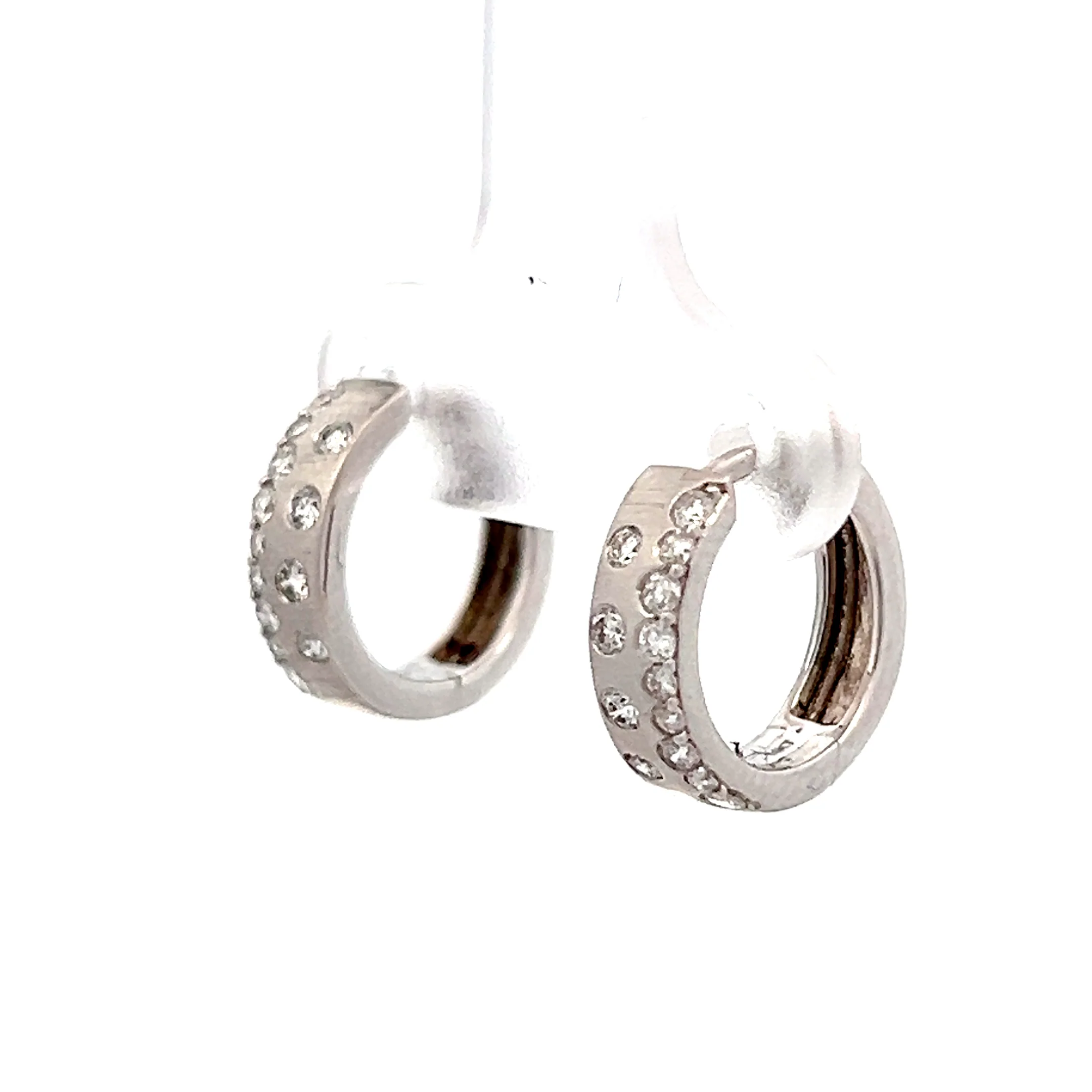 .35 Bezel Diamond Huggie Hoop Earrings in 14k - Image 2