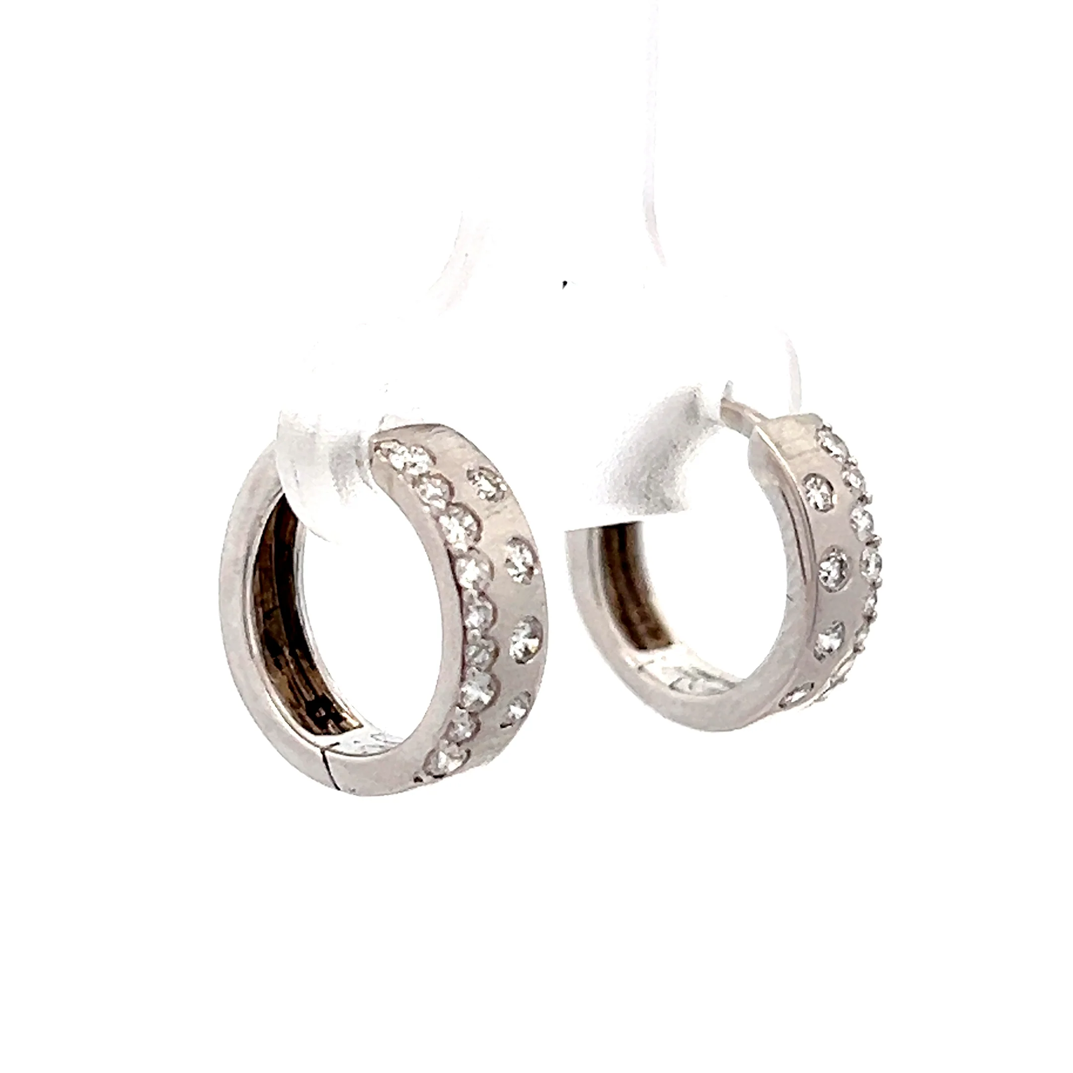 .35 Bezel Diamond Huggie Hoop Earrings in 14k - Image 3