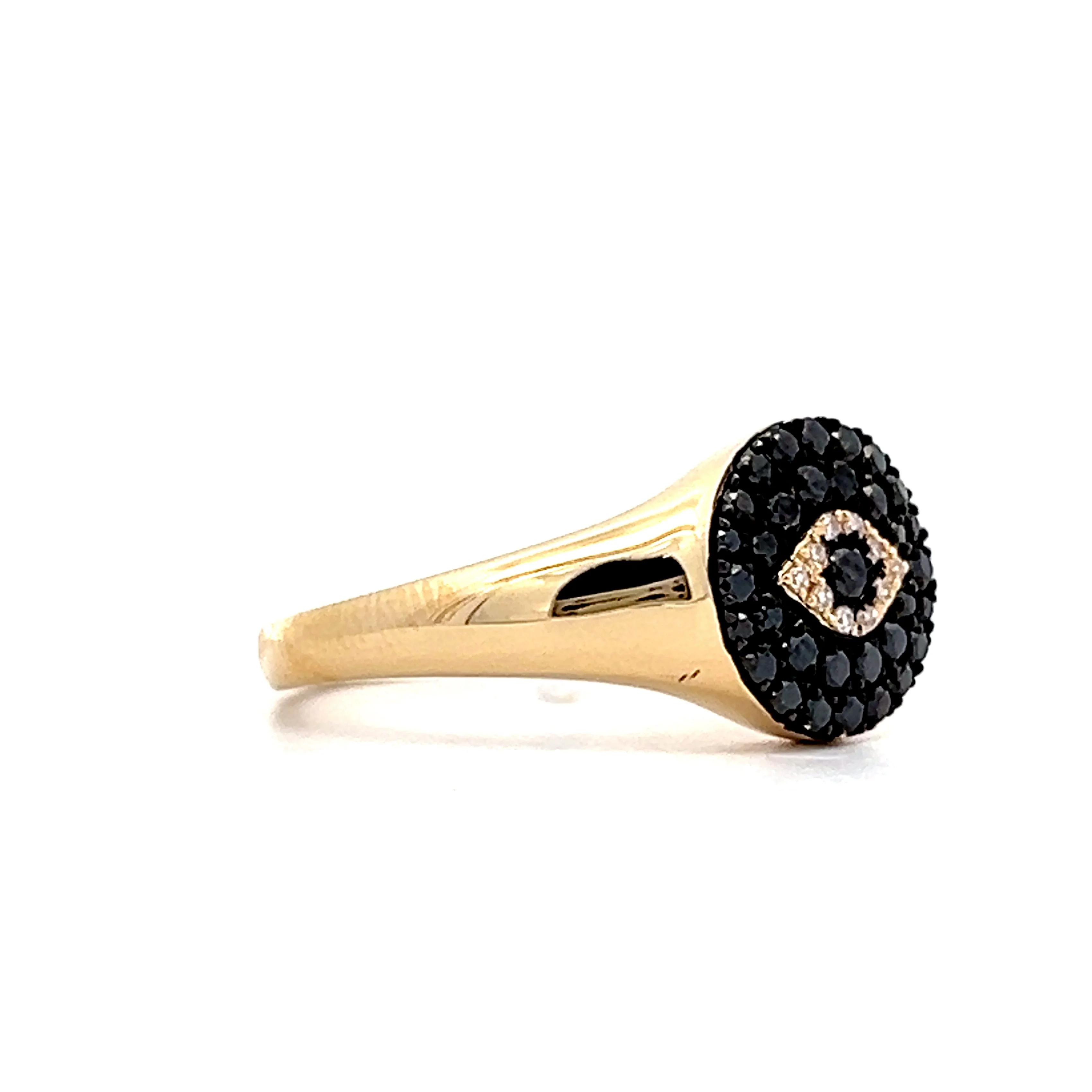 .35 Black Diamond Evil Eye Ring in 14k Yellow Gold - Image 3