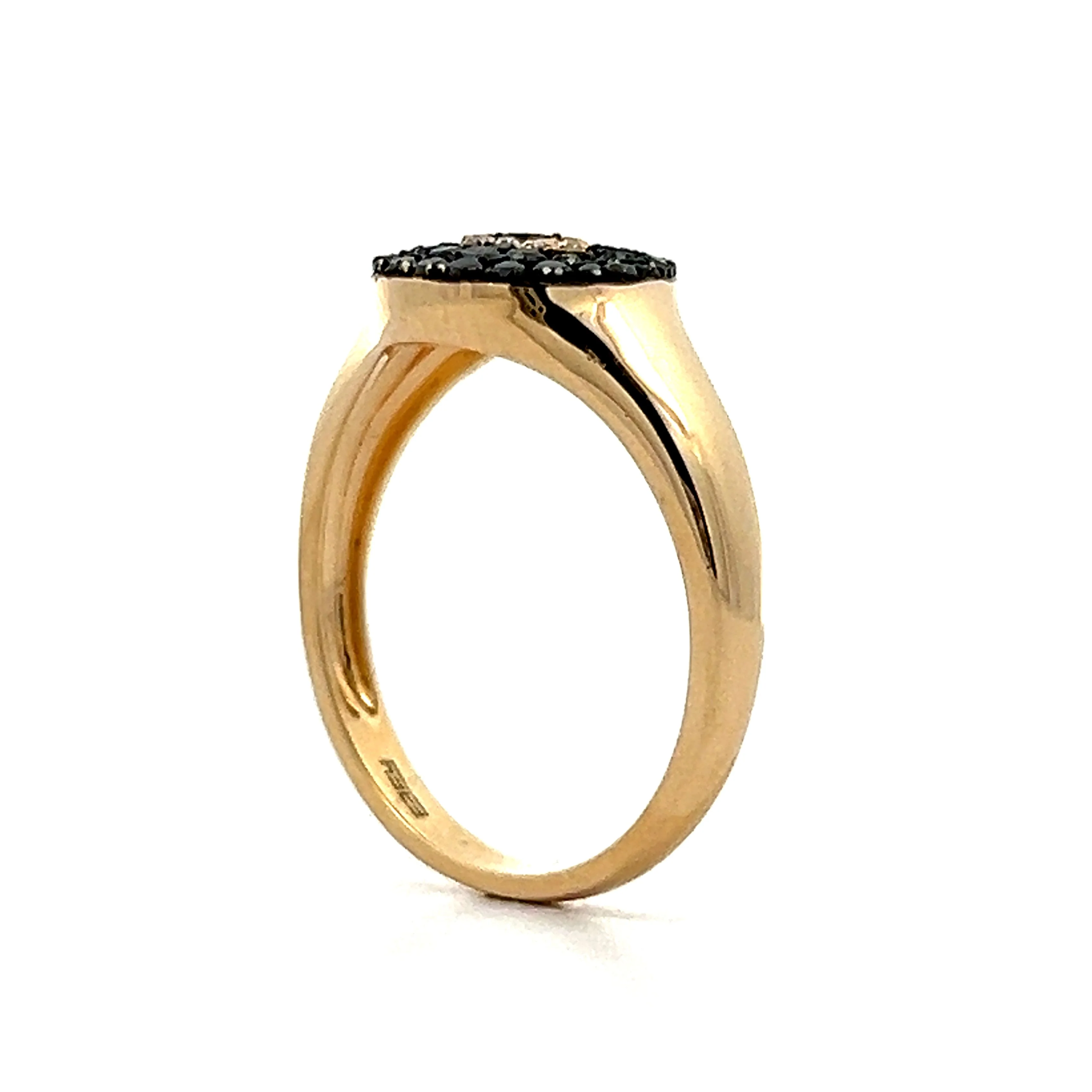 .35 Black Diamond Evil Eye Ring in 14k Yellow Gold - Image 5