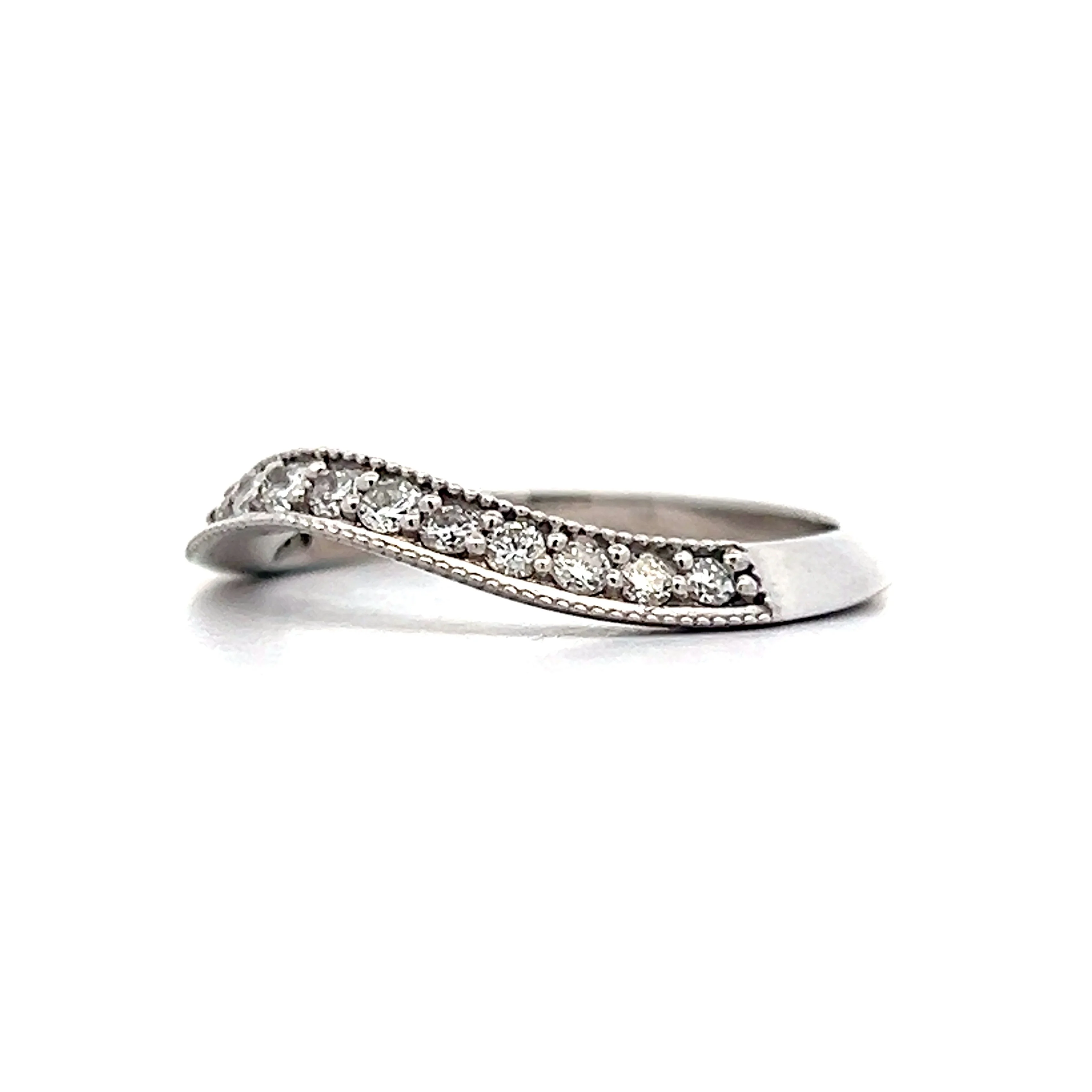 .35 Curved Round Diamond Band in 14k White Gold - Image 2