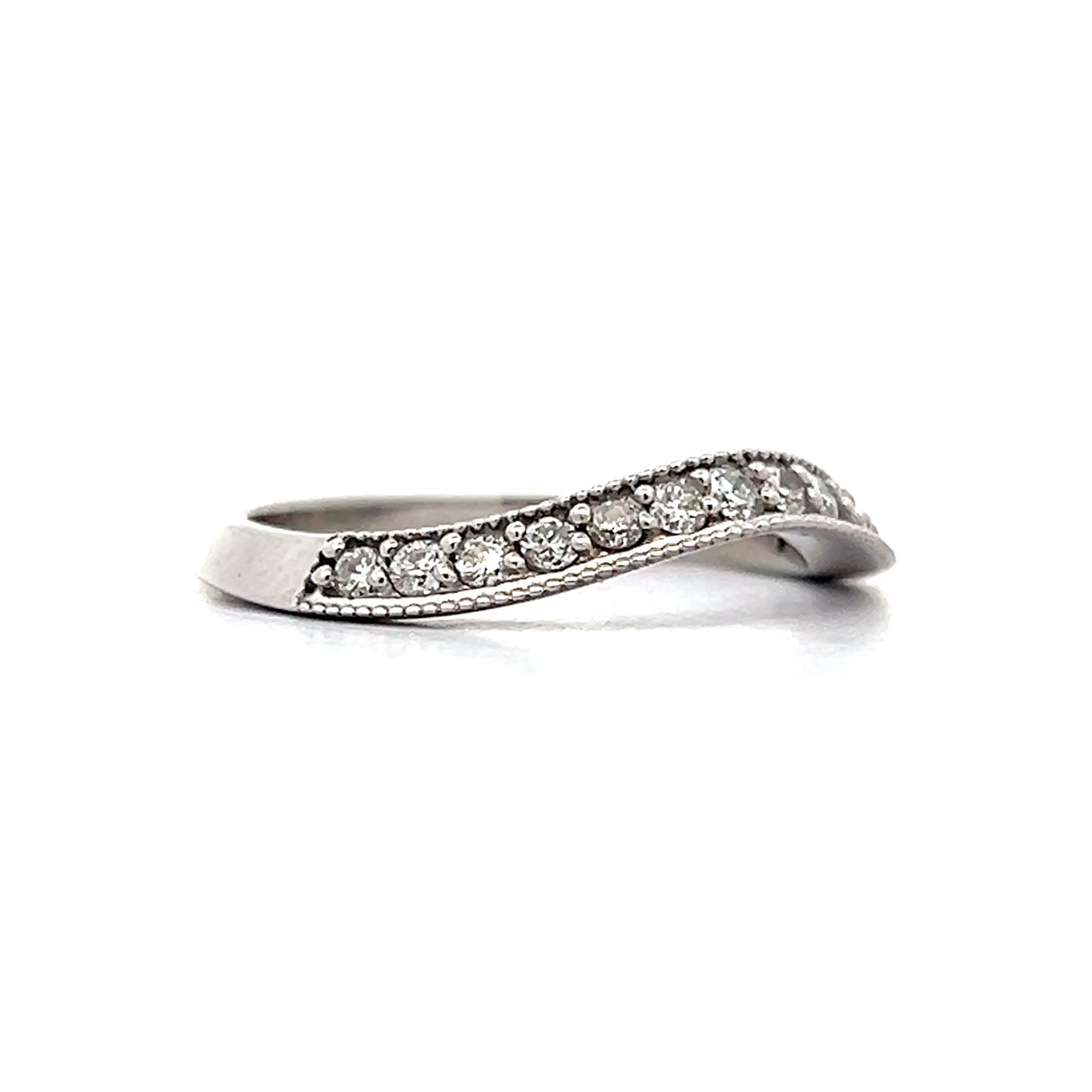 .35 Curved Round Diamond Band in 14k White Gold - Image 3