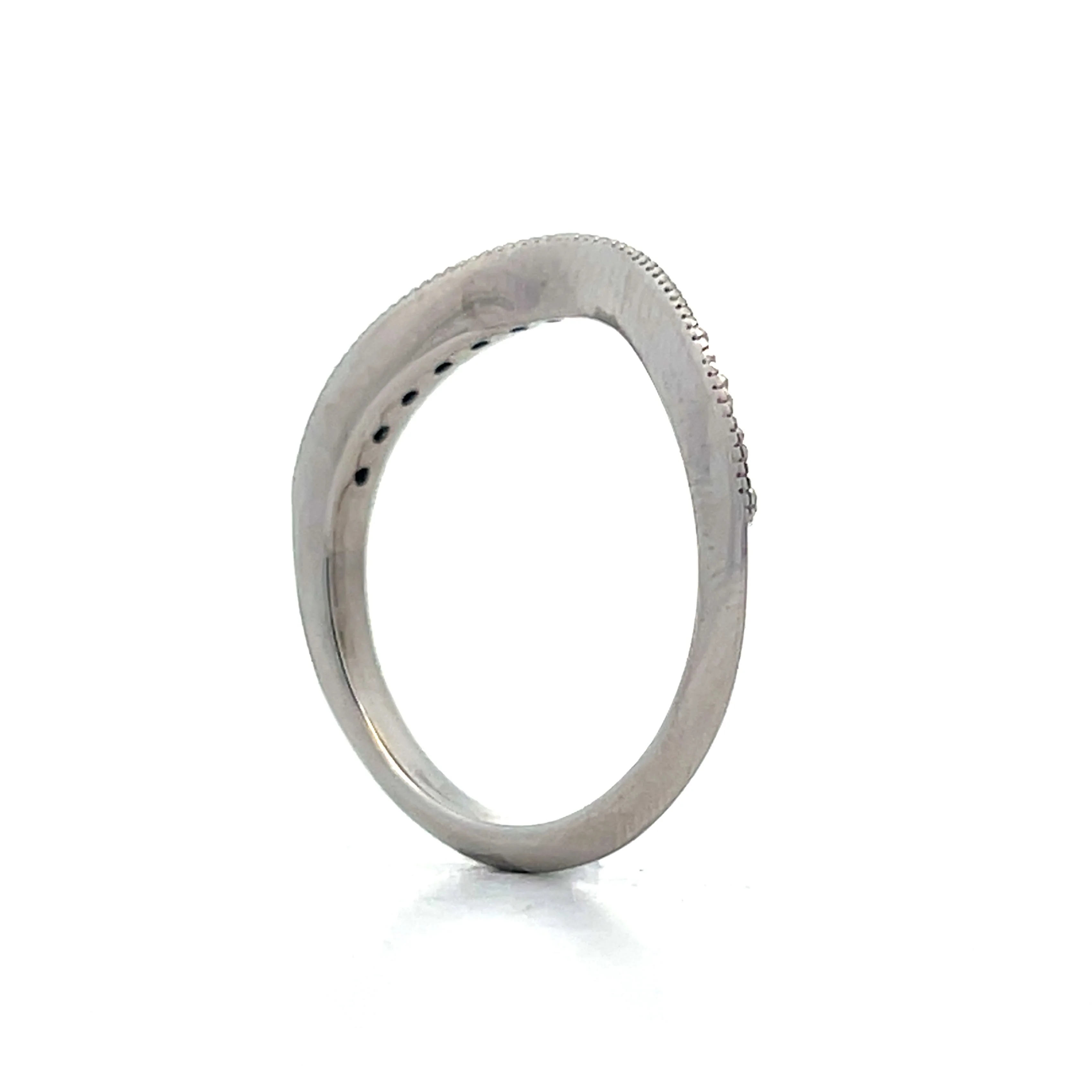 .35 Curved Round Diamond Band in 14k White Gold - Image 5