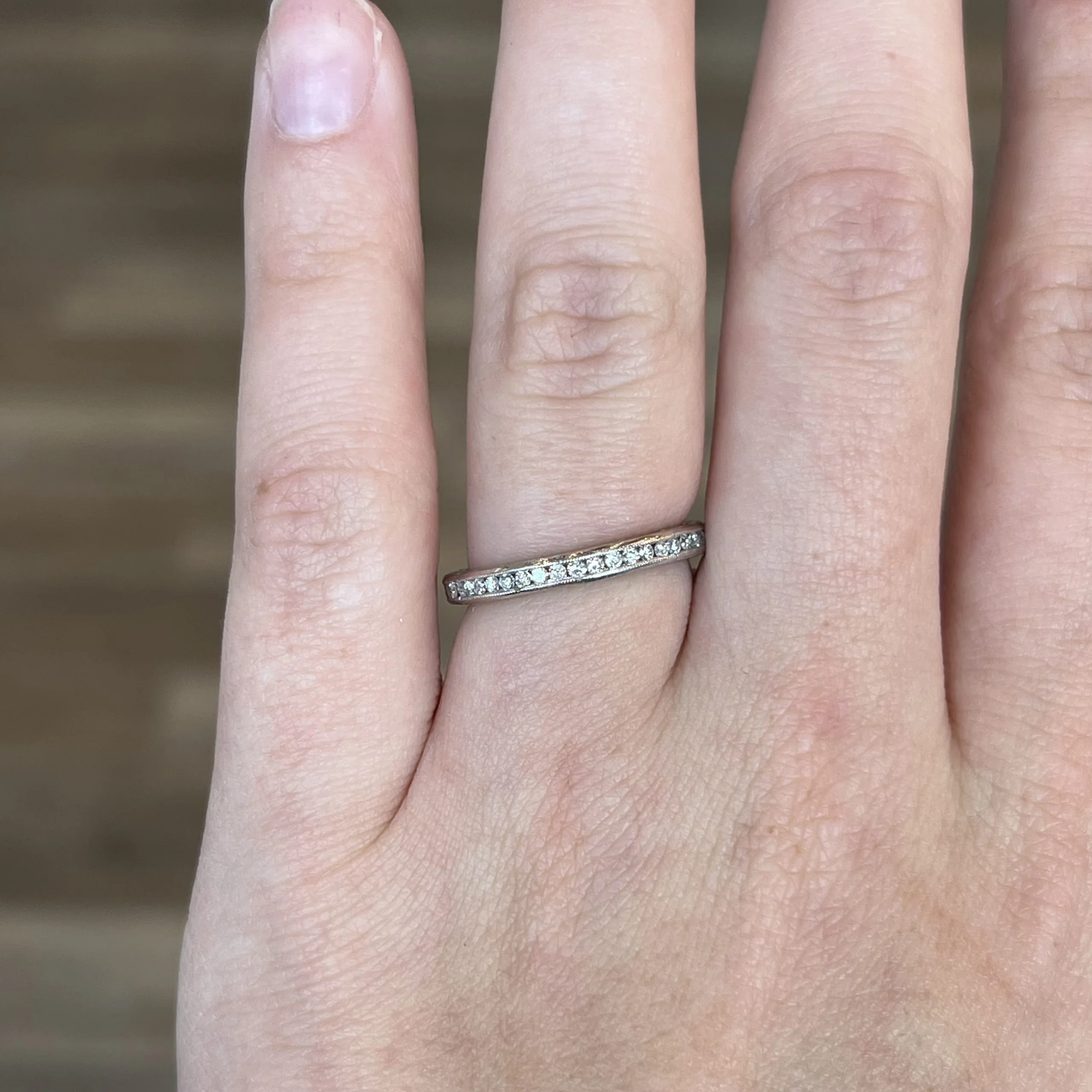 .35 Diamond Eternity Engraved Wedding Band in Platinum - Image 6