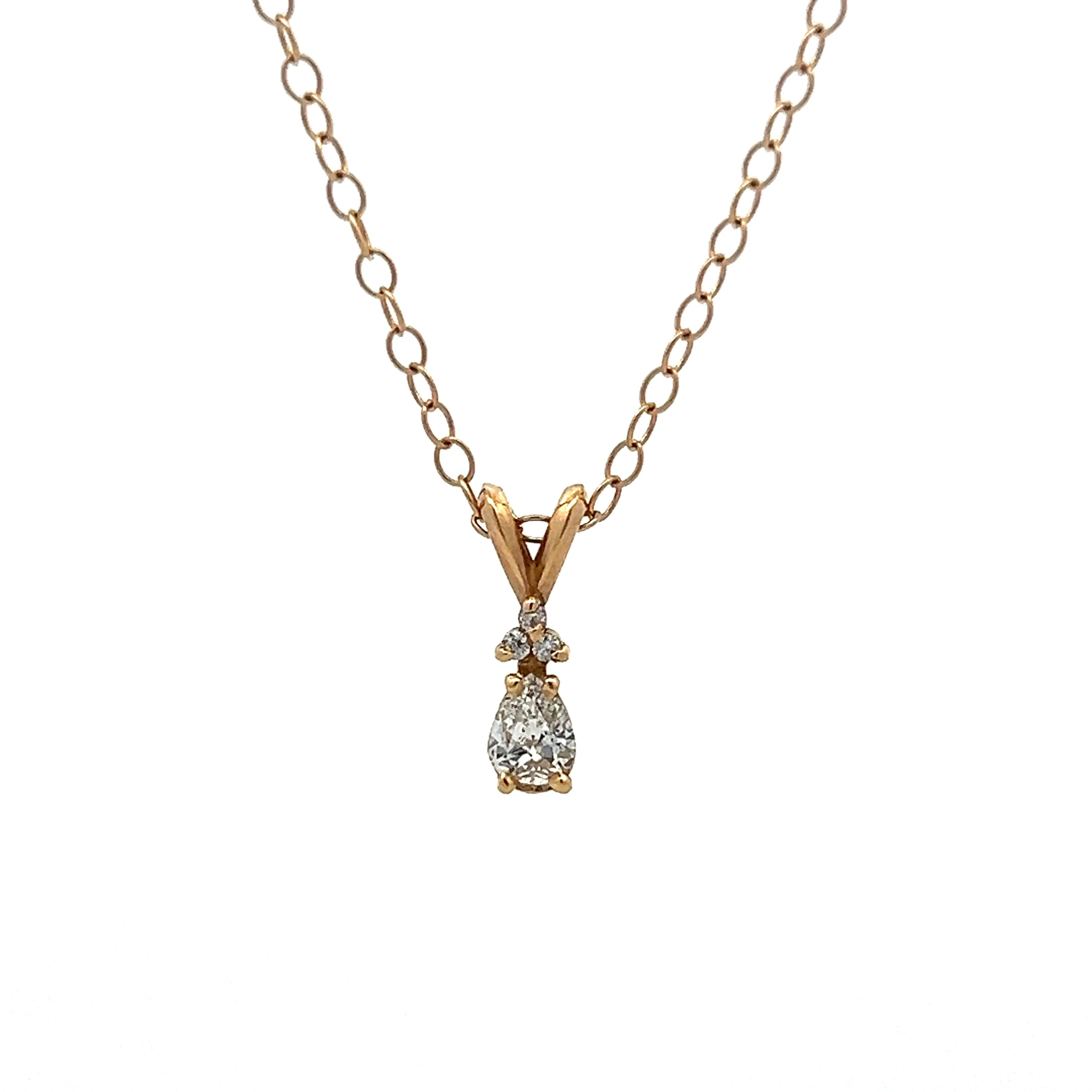 .35 Pear Cut Diamond Pendant in 14k Yellow Gold
