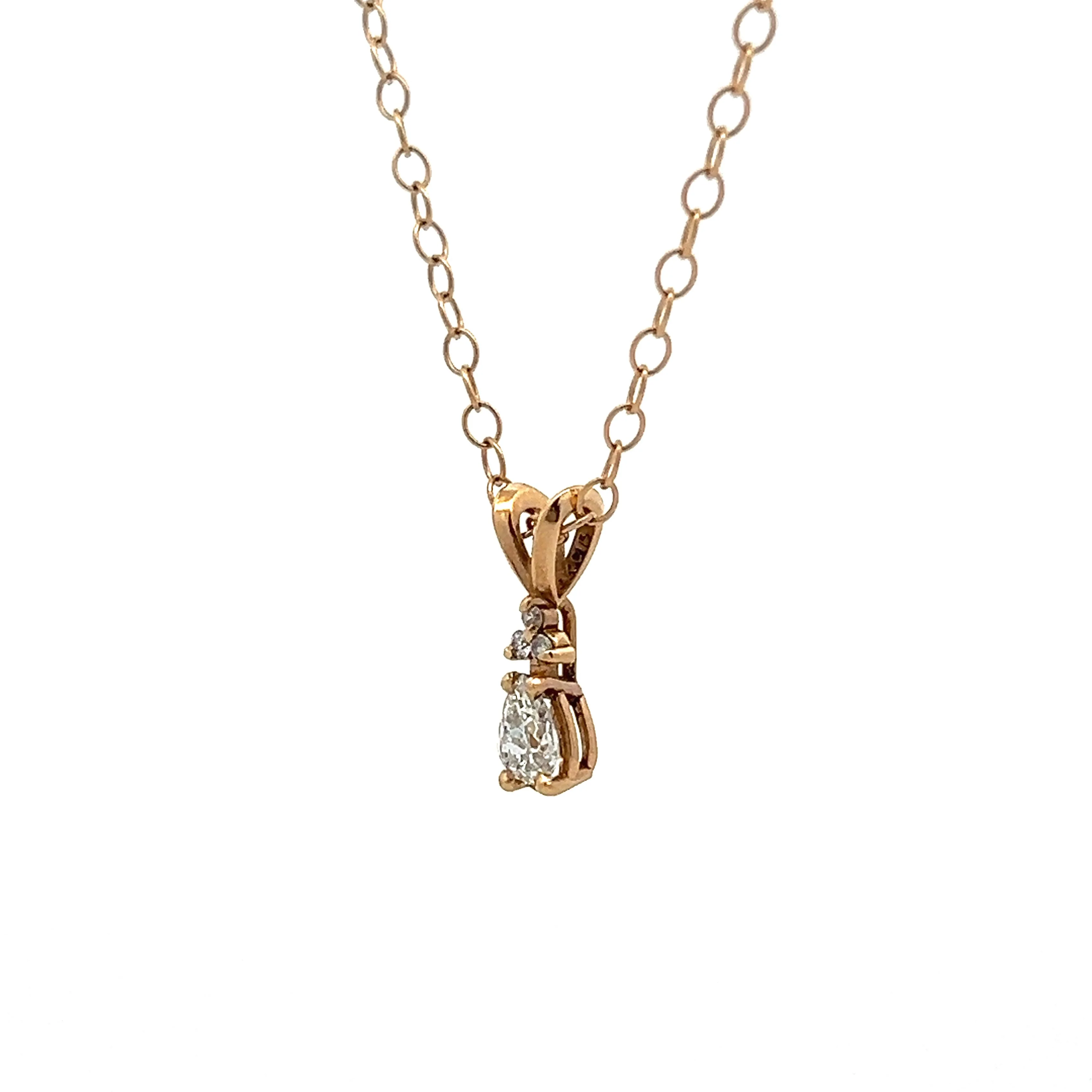 .35 Pear Cut Diamond Pendant in 14k Yellow Gold - Image 2