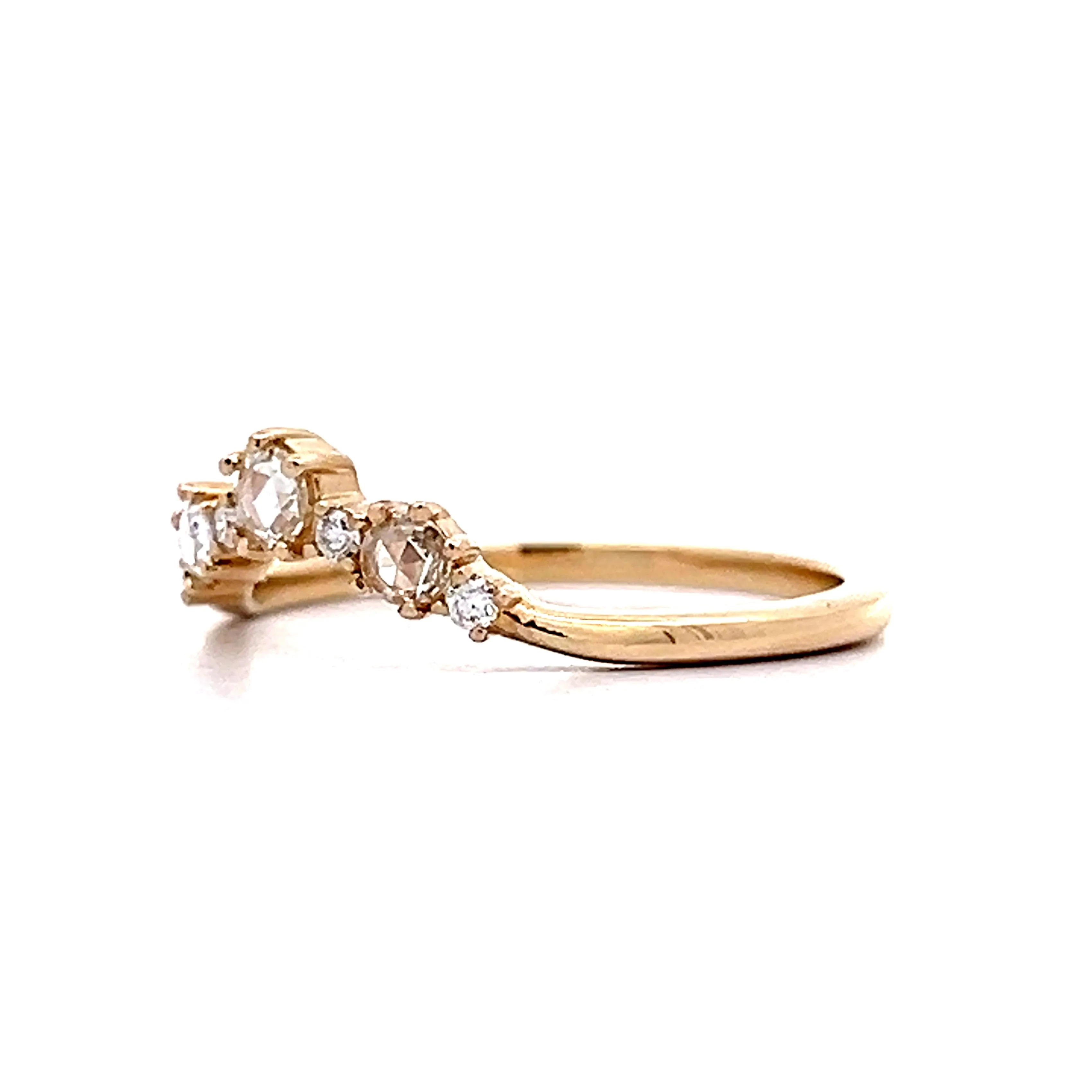 .35 Rose Cut Diamond Contour Wedding Band in 14k Yellow Gold - Image 2