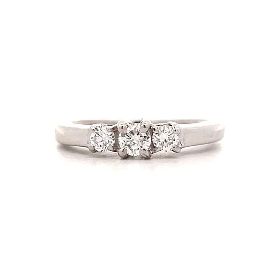 .35 Three Stone Wedding Band in 14k White Gold