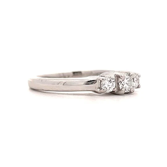 .35 Three Stone Wedding Band in 14k White Gold - Image 3