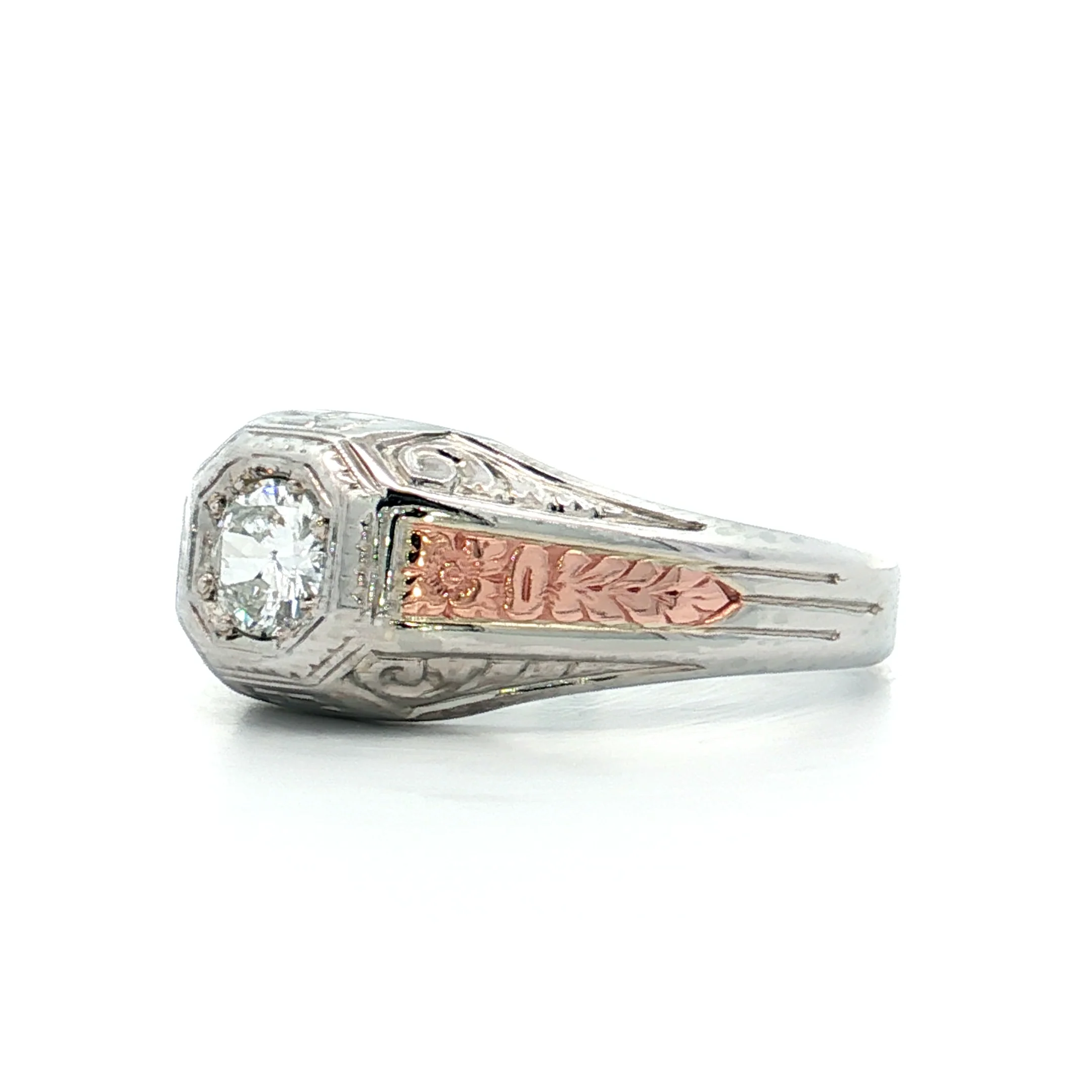 .35 Vintage Art Deco Diamond Engagement Ring 18k - Image 2