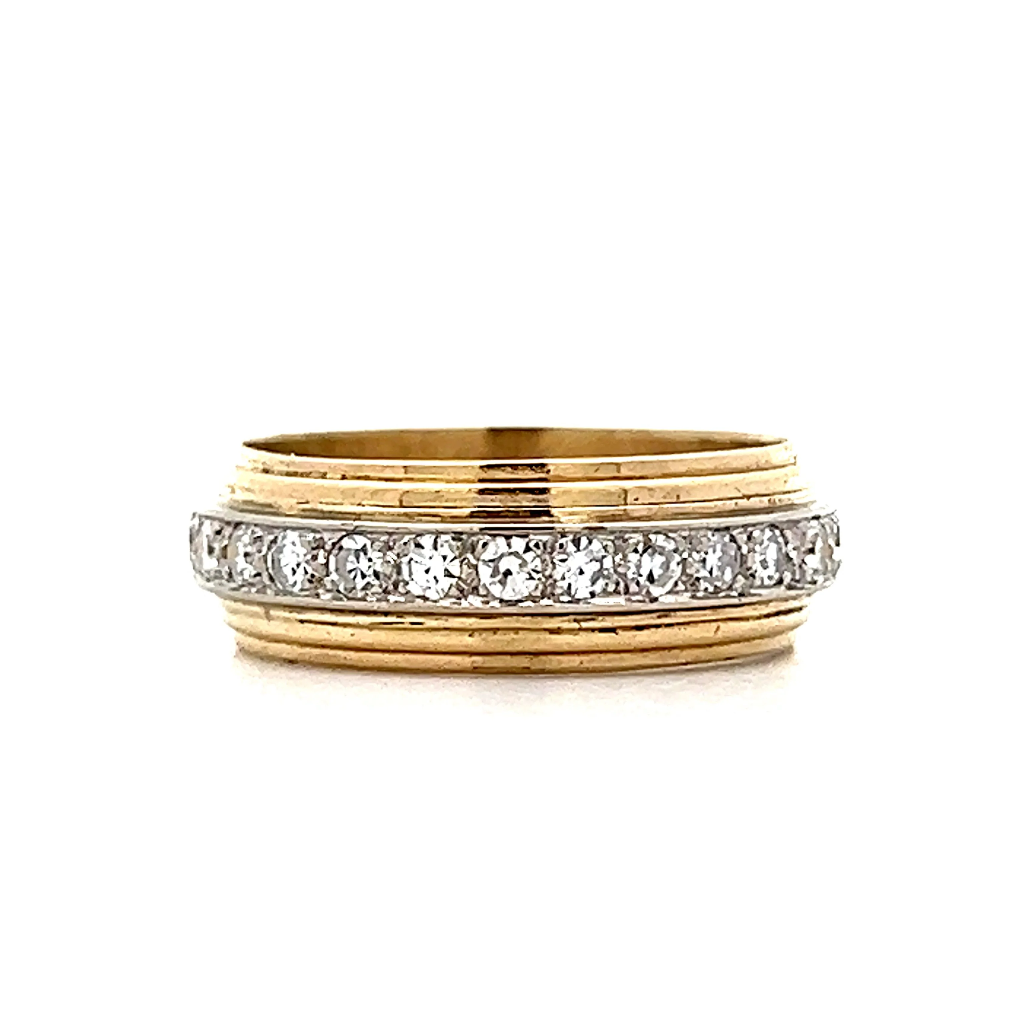 .35 Vintage Retro Diamond Stacking Band in 14k