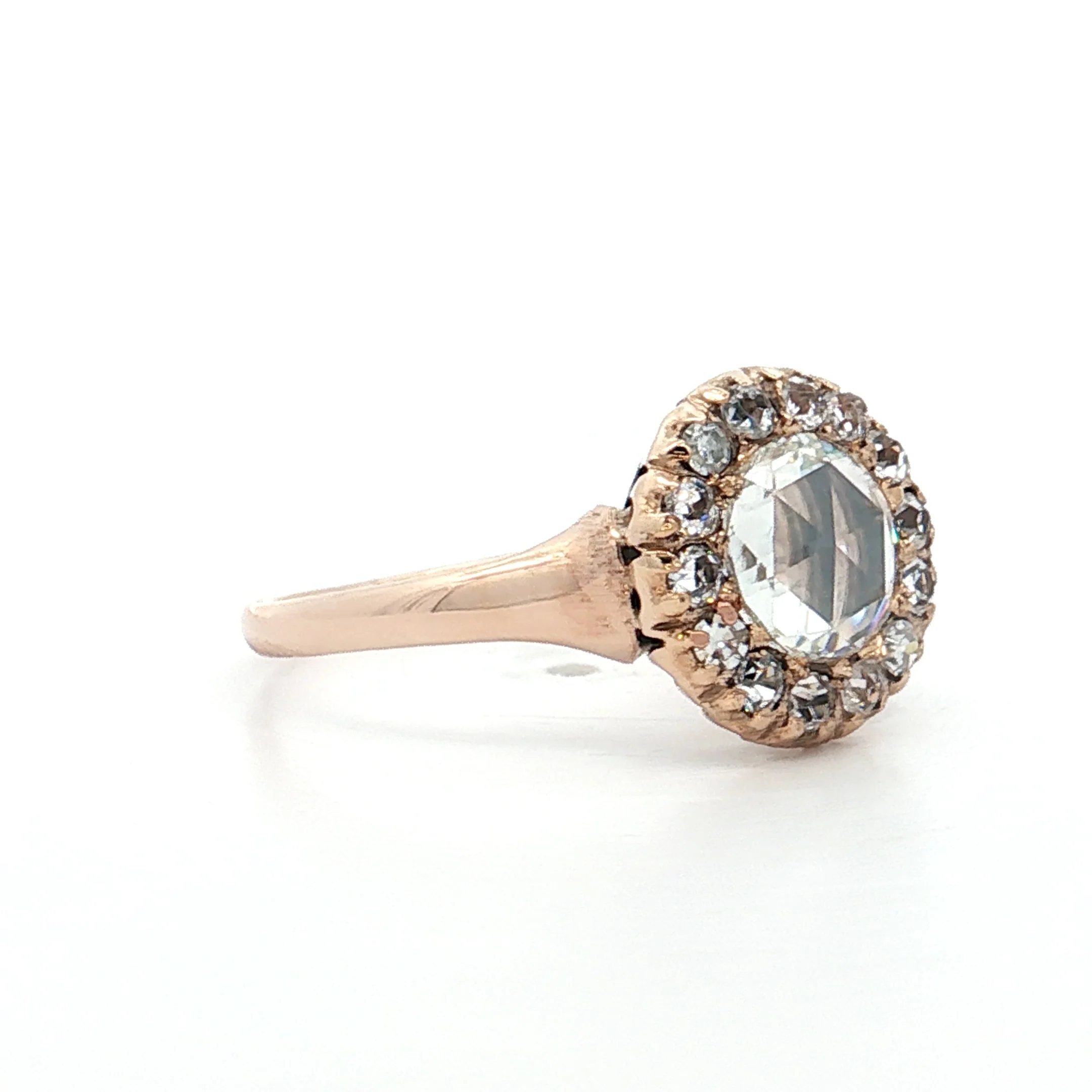 .35 Vintage Rose Cut Diamond Engagement Ring 14k - Image 3