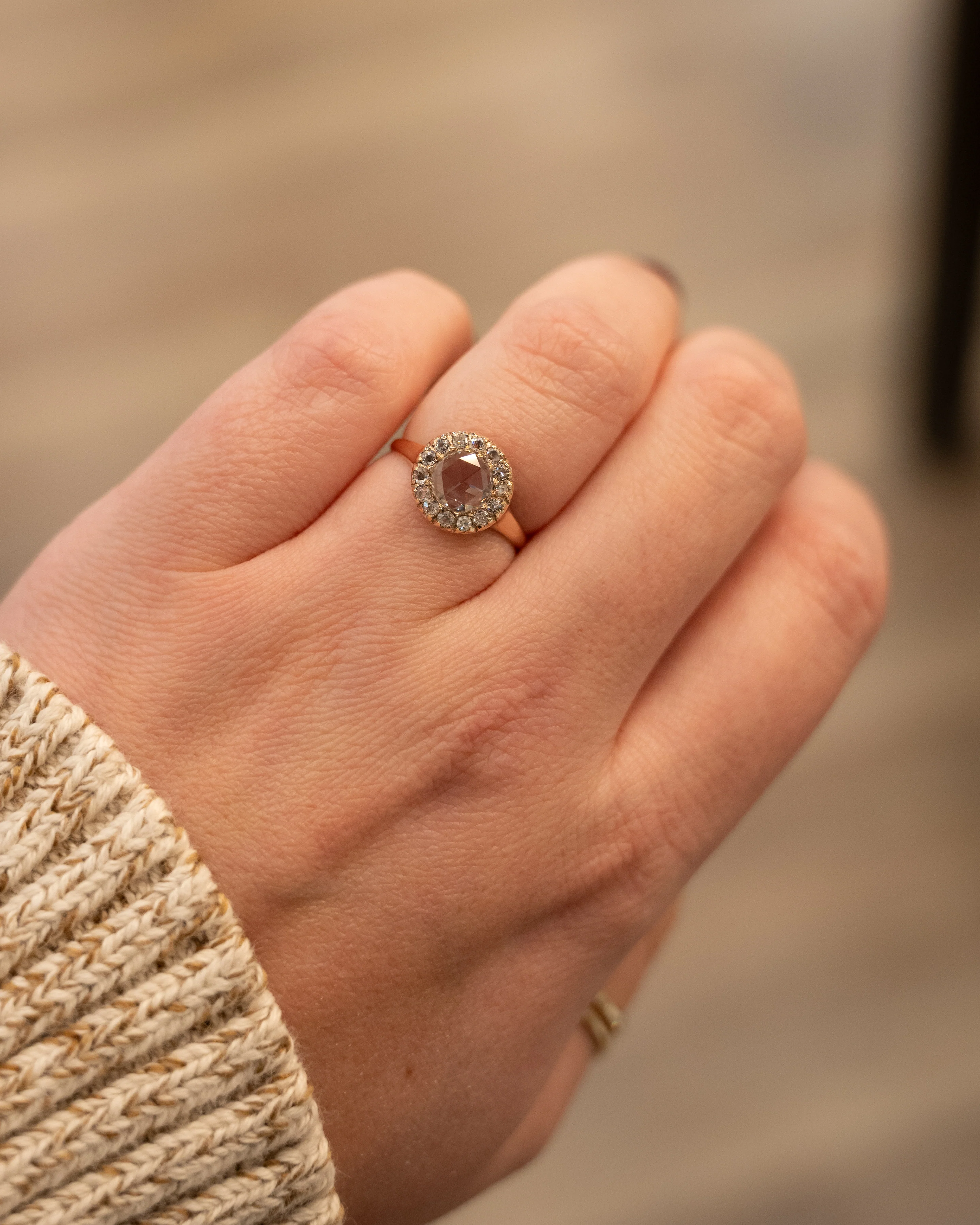 .35 Vintage Rose Cut Diamond Engagement Ring 14k - Image 7