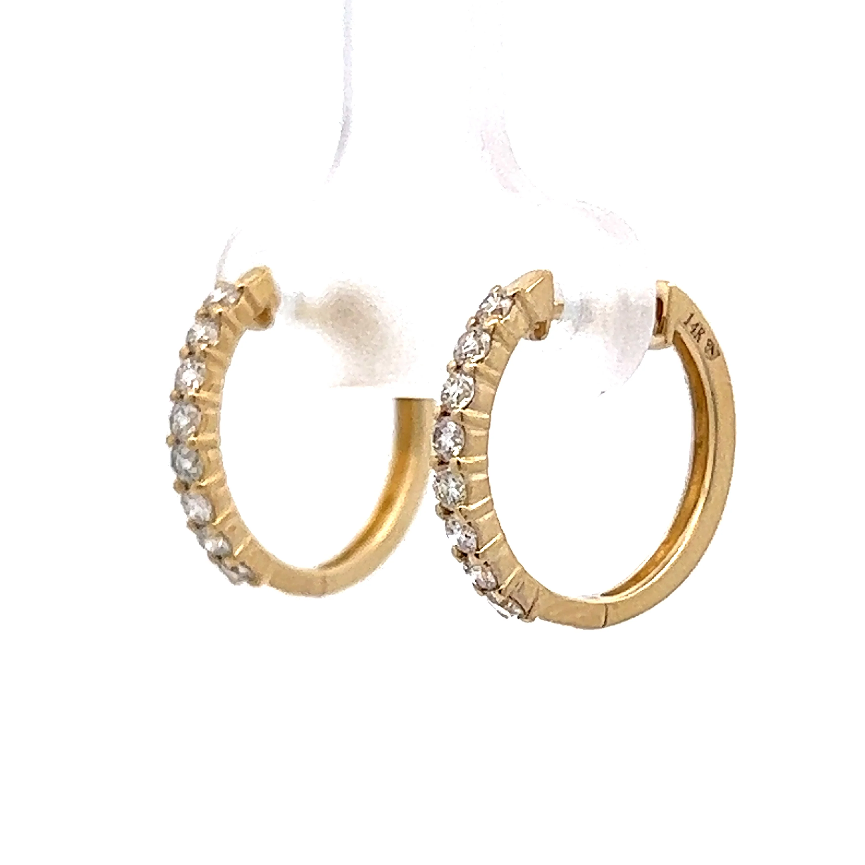 .35 Round Diamond Midi Hoop Earrings in Yellow Gold - Image 2
