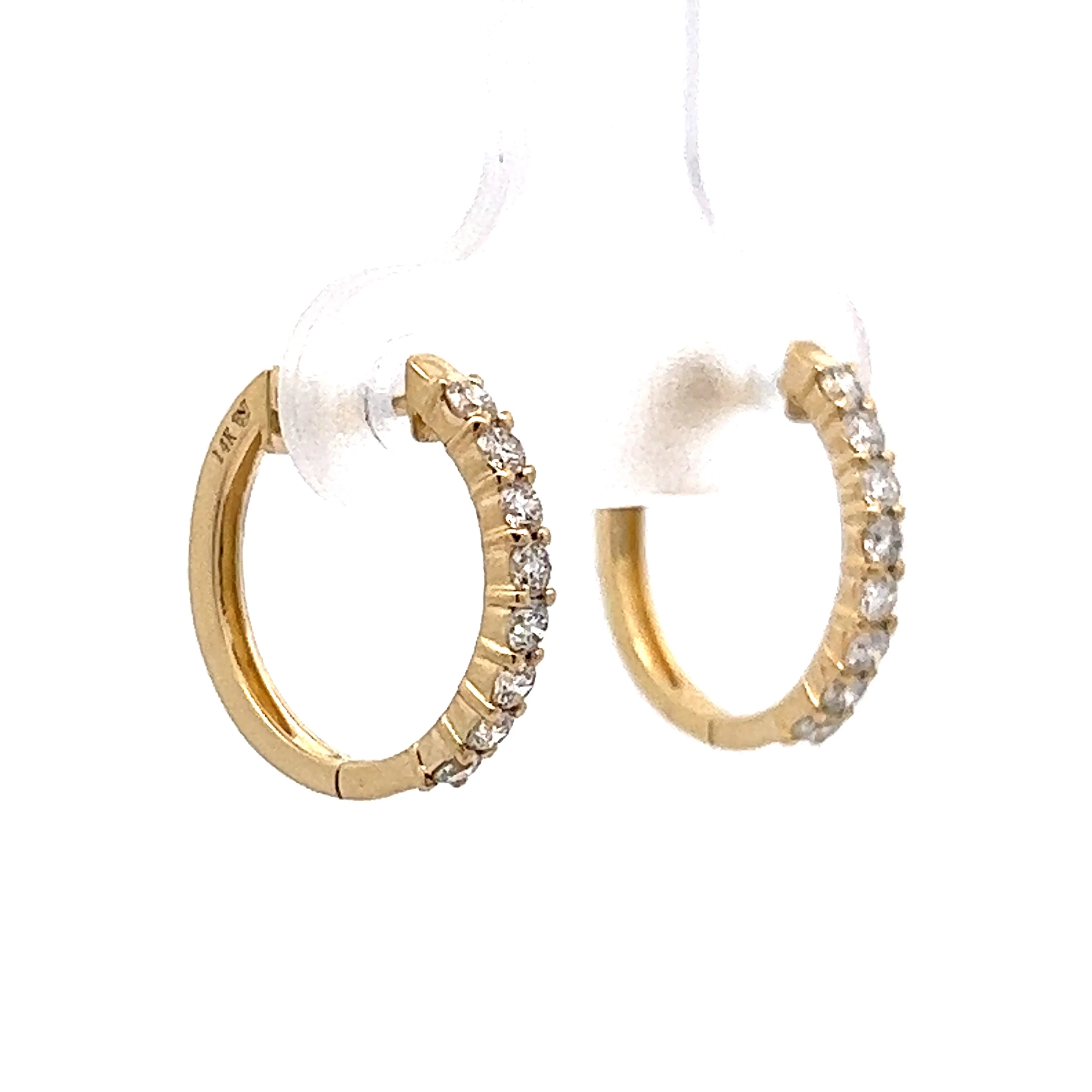 .35 Round Diamond Midi Hoop Earrings in Yellow Gold - Image 3