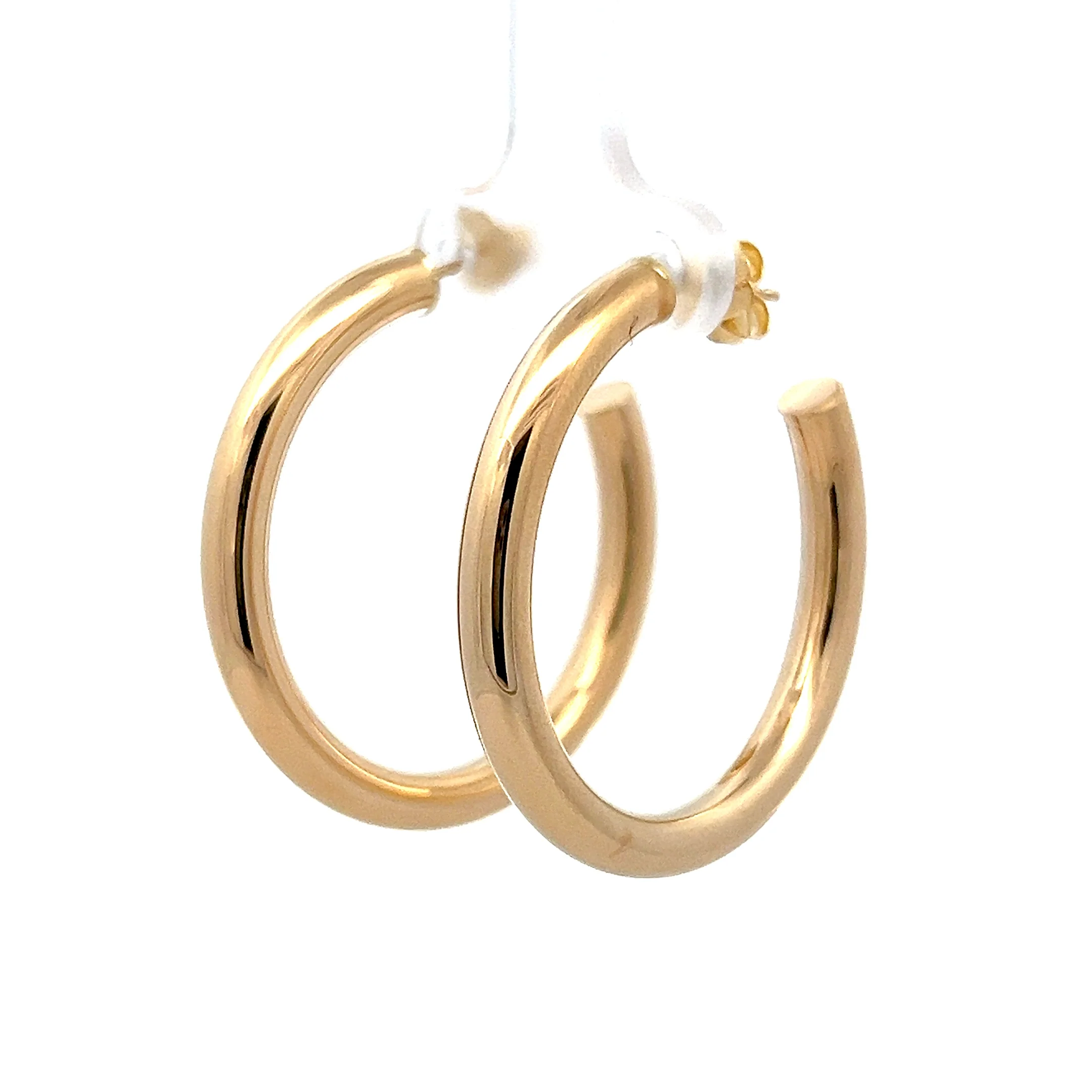 35mm Tube Hoop Earrings in 14k Yellow Gold - Image 2