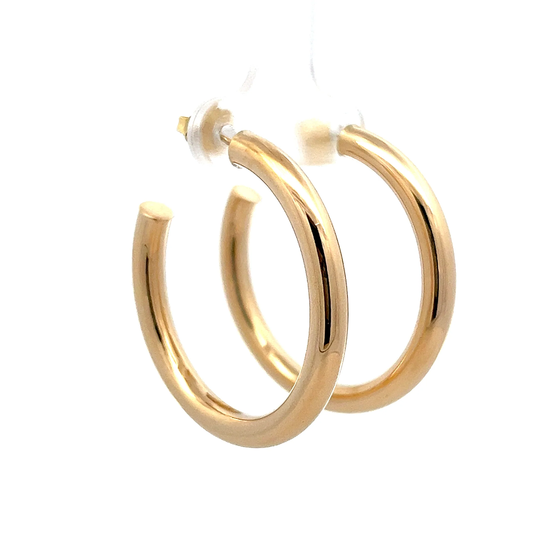 35mm Tube Hoop Earrings in 14k Yellow Gold - Image 3