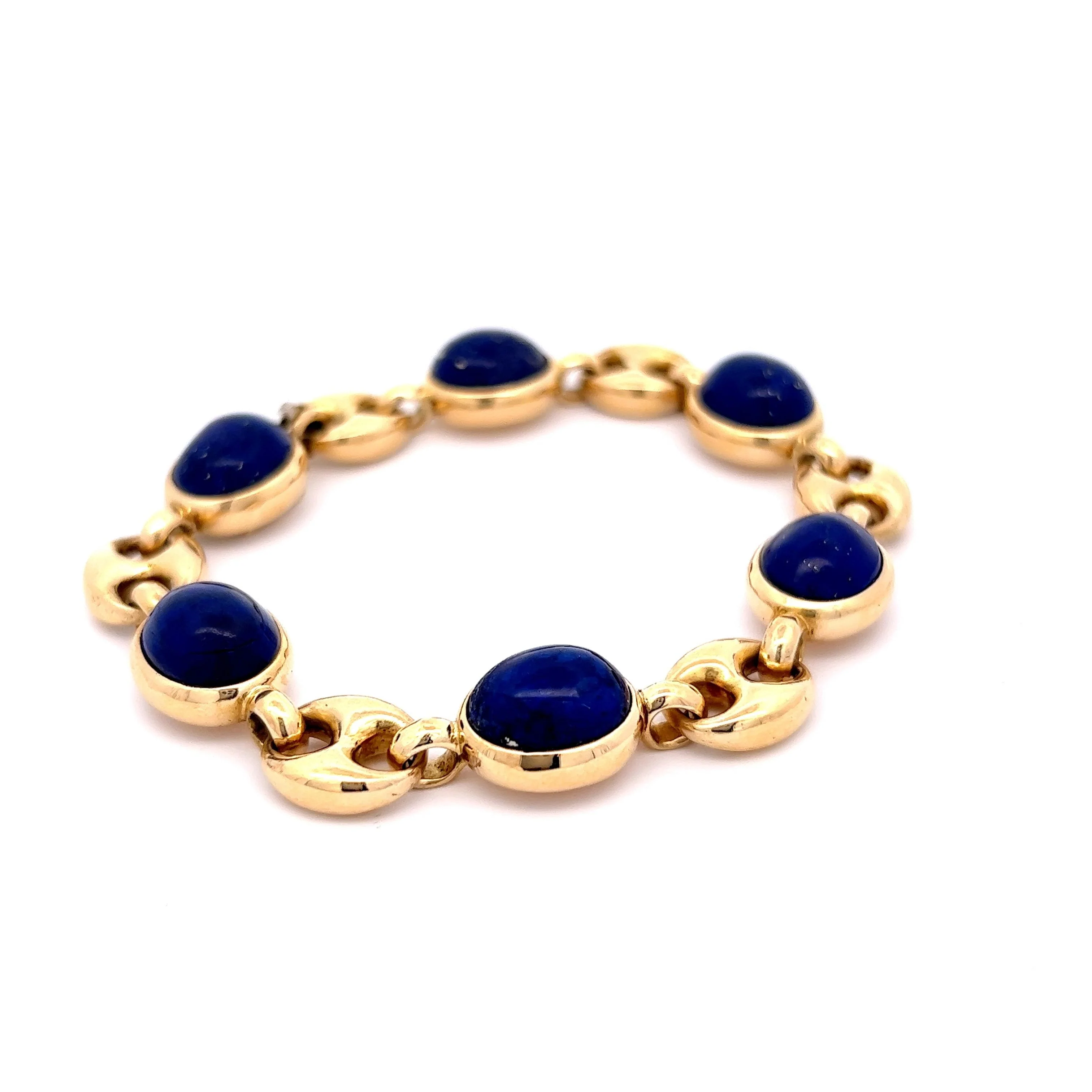 36.90 Lapis Lazuli Cabochon Bracelet in 18k Yellow Gold - Image 3
