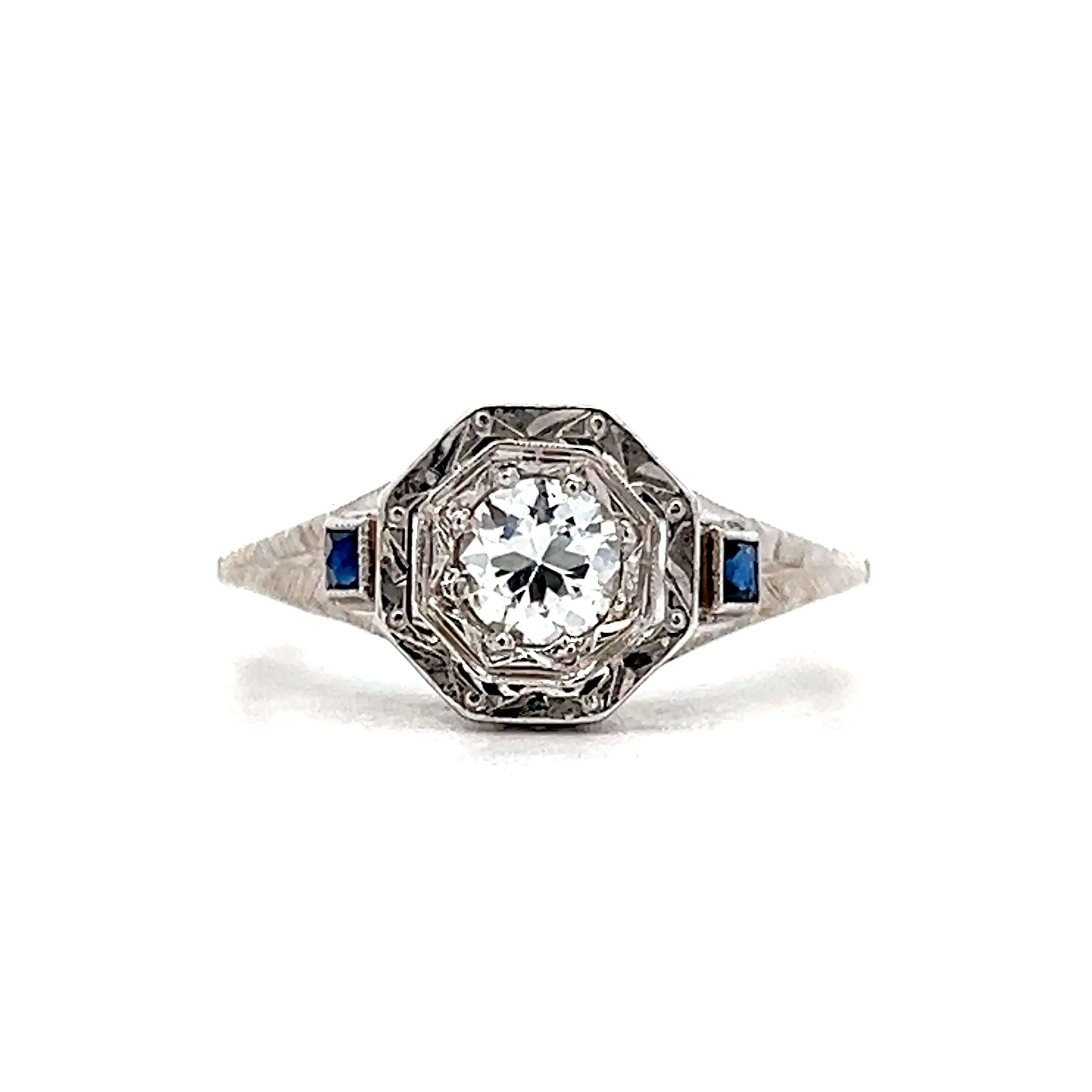.36 Antique Art Deco Diamond Engagement Ring in 18k