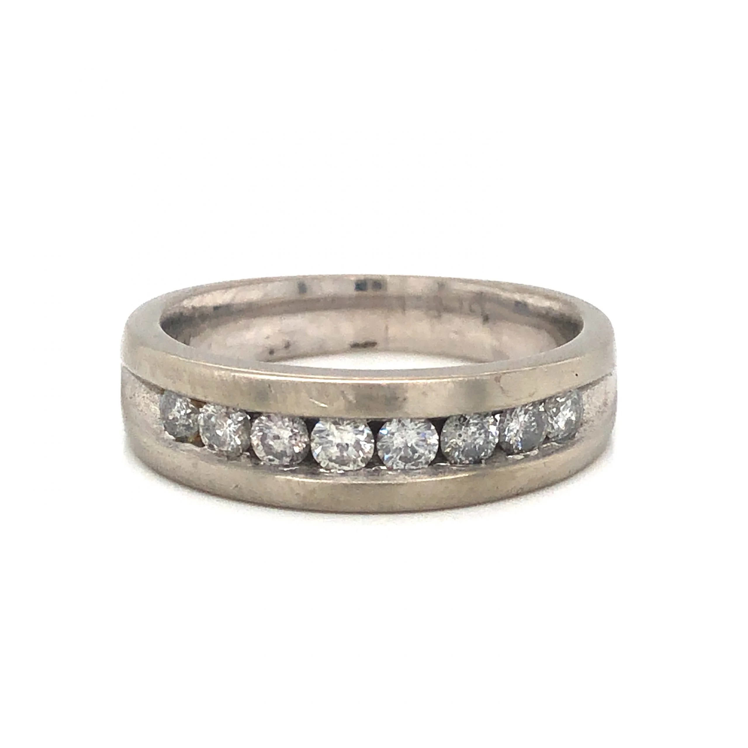 .36 Channel Set Diamond Wedding Band in 14k White Gold
