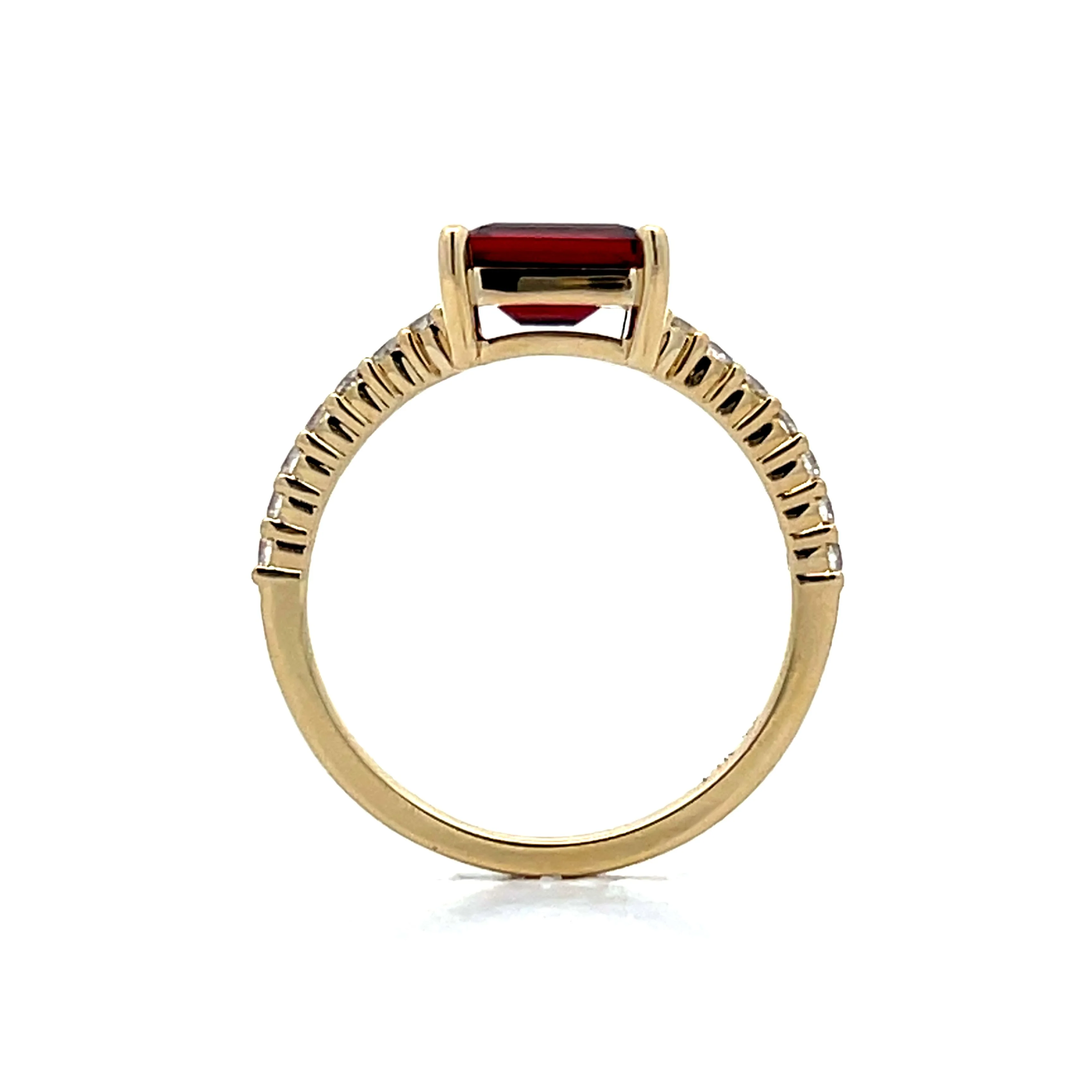 .36 Emerald Cut Garnet & Diamond Ring in 14k - Image 4