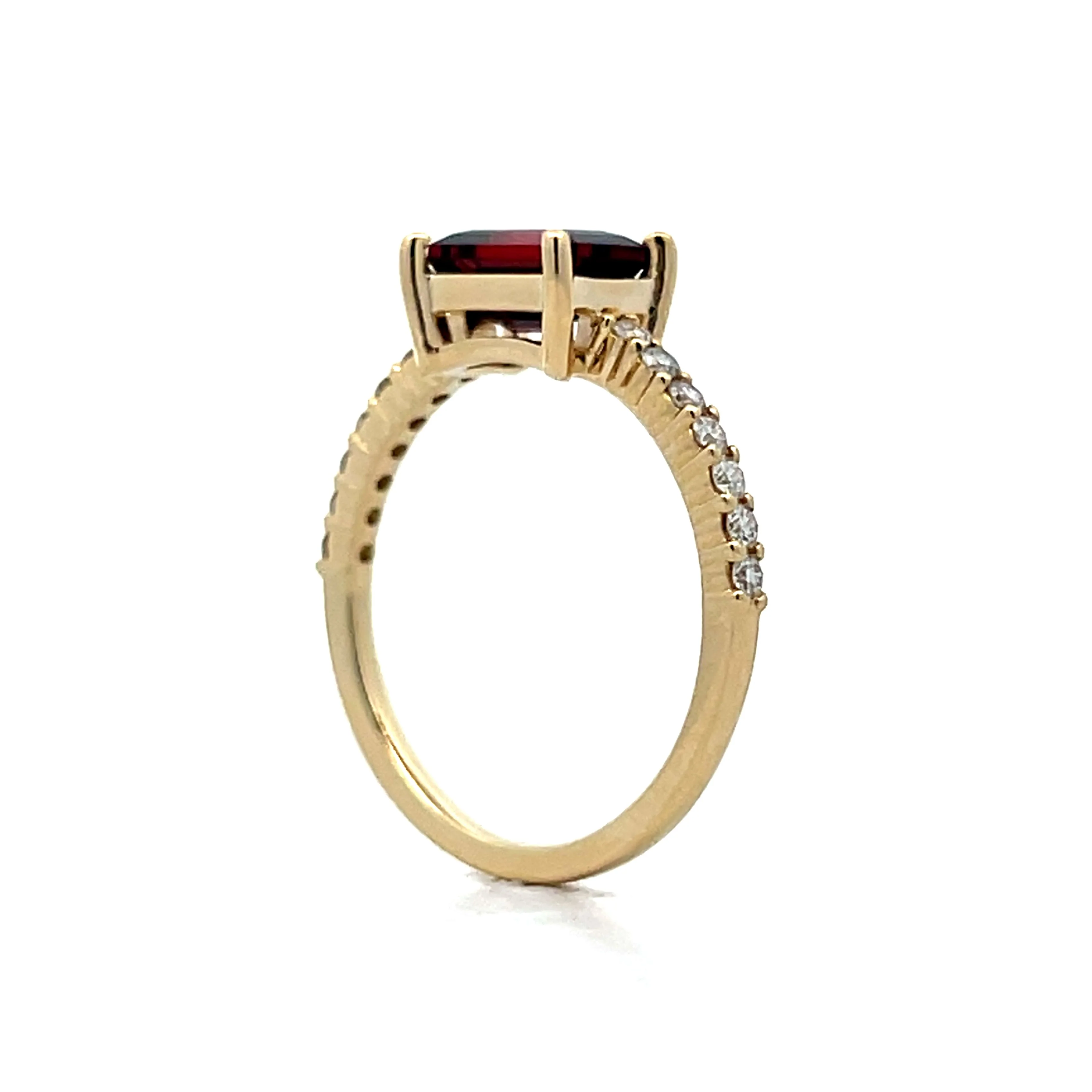 .36 Emerald Cut Garnet & Diamond Ring in 14k - Image 5
