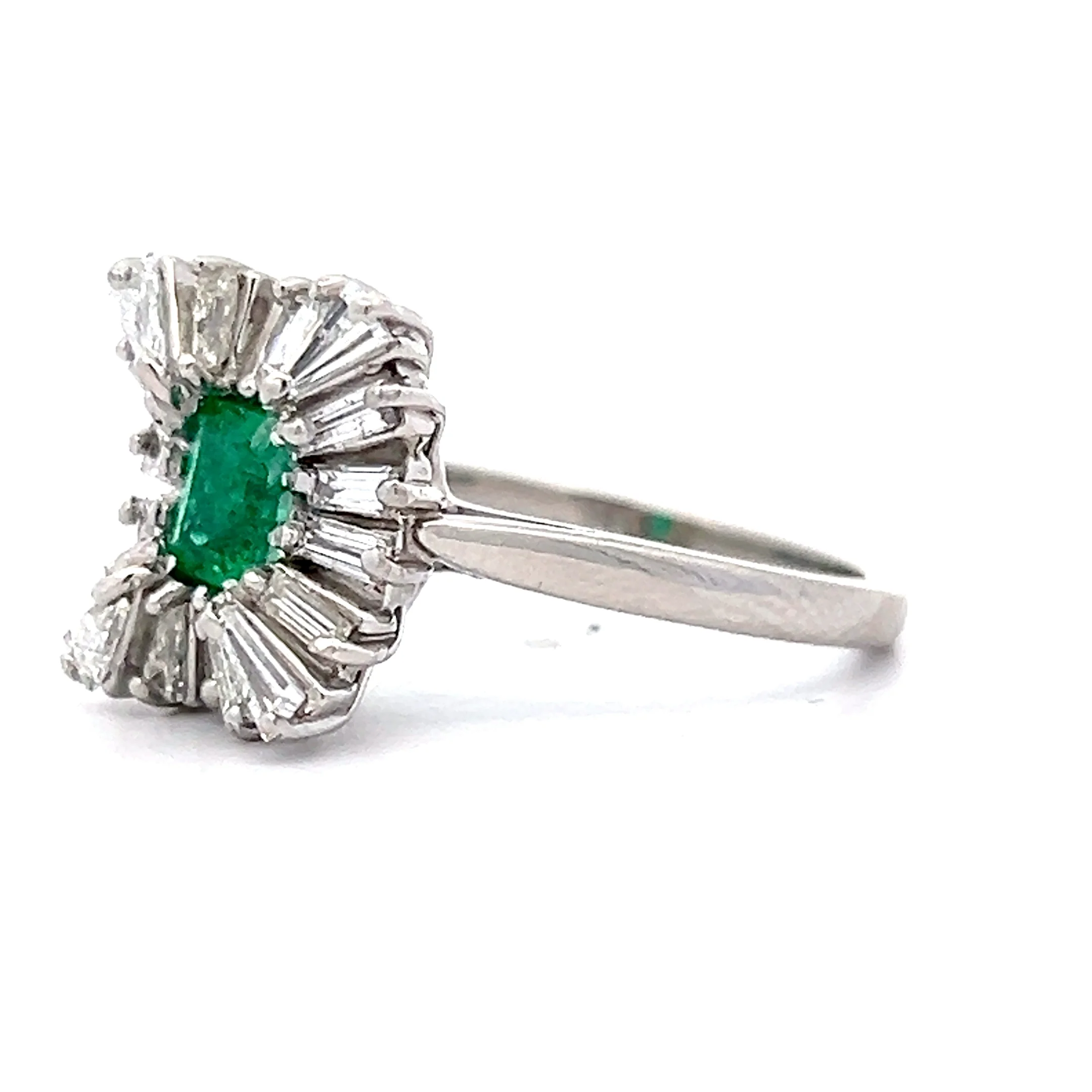 .36 Emerald & Diamond Ballerina Cocktail Ring in Platinum - Image 2