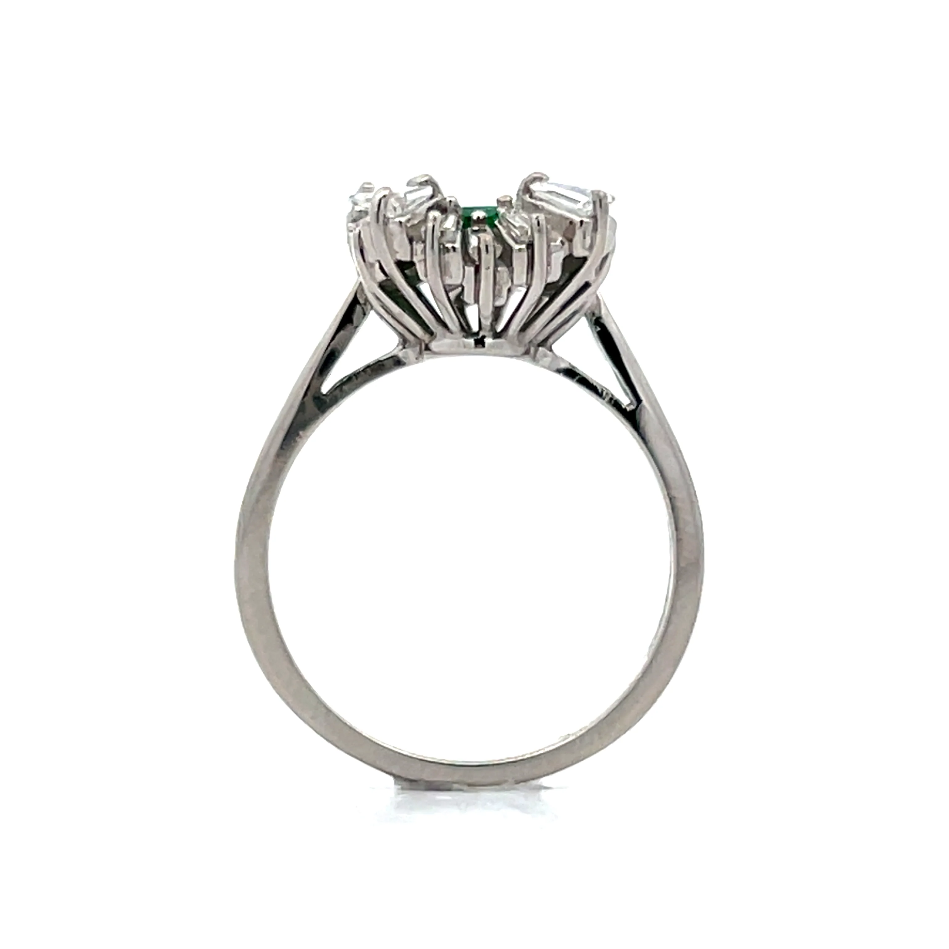 .36 Emerald & Diamond Ballerina Cocktail Ring in Platinum - Image 4