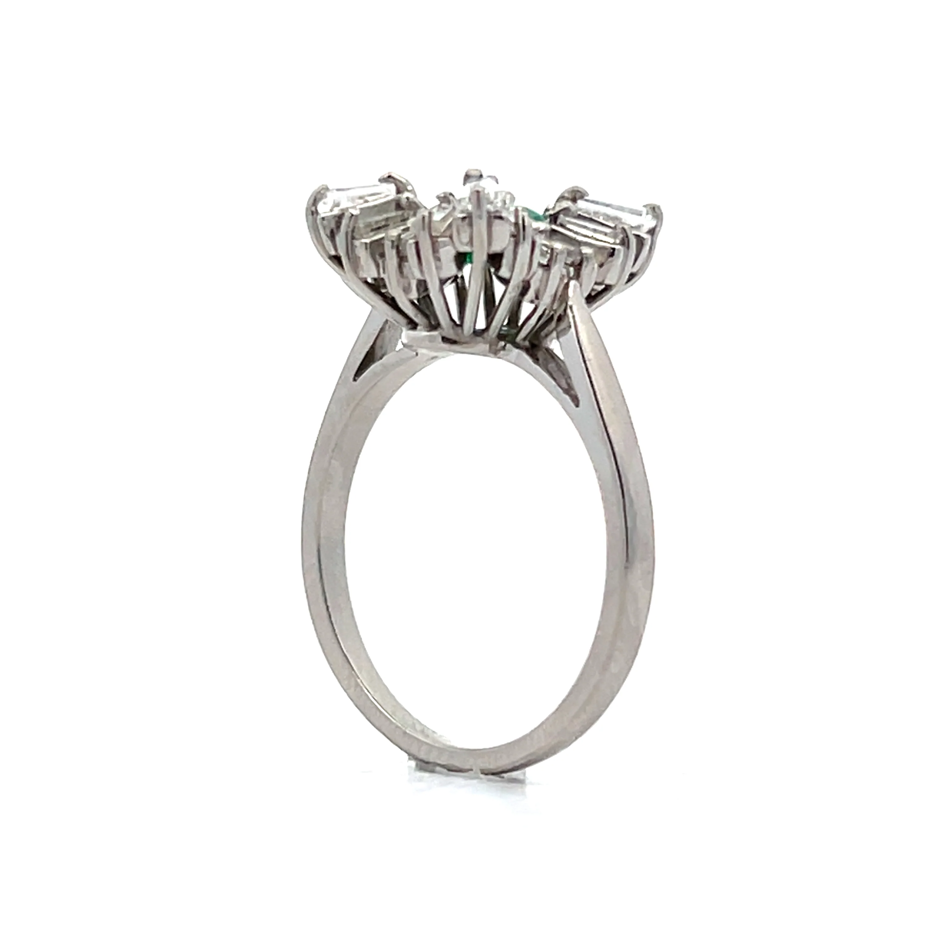 .36 Emerald & Diamond Ballerina Cocktail Ring in Platinum - Image 5