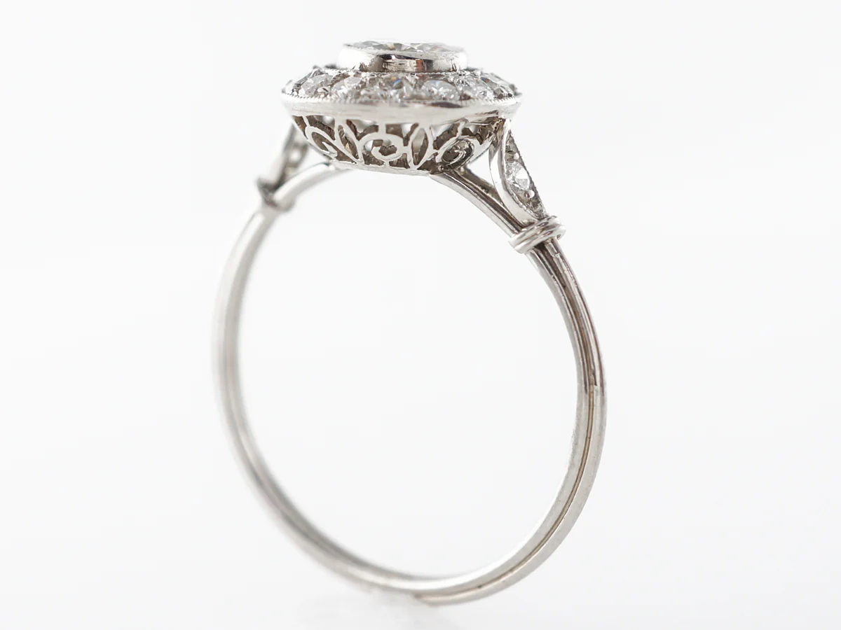 .36 Mid-Century Halo Diamond Engagement Ring in Platinum - Image 5