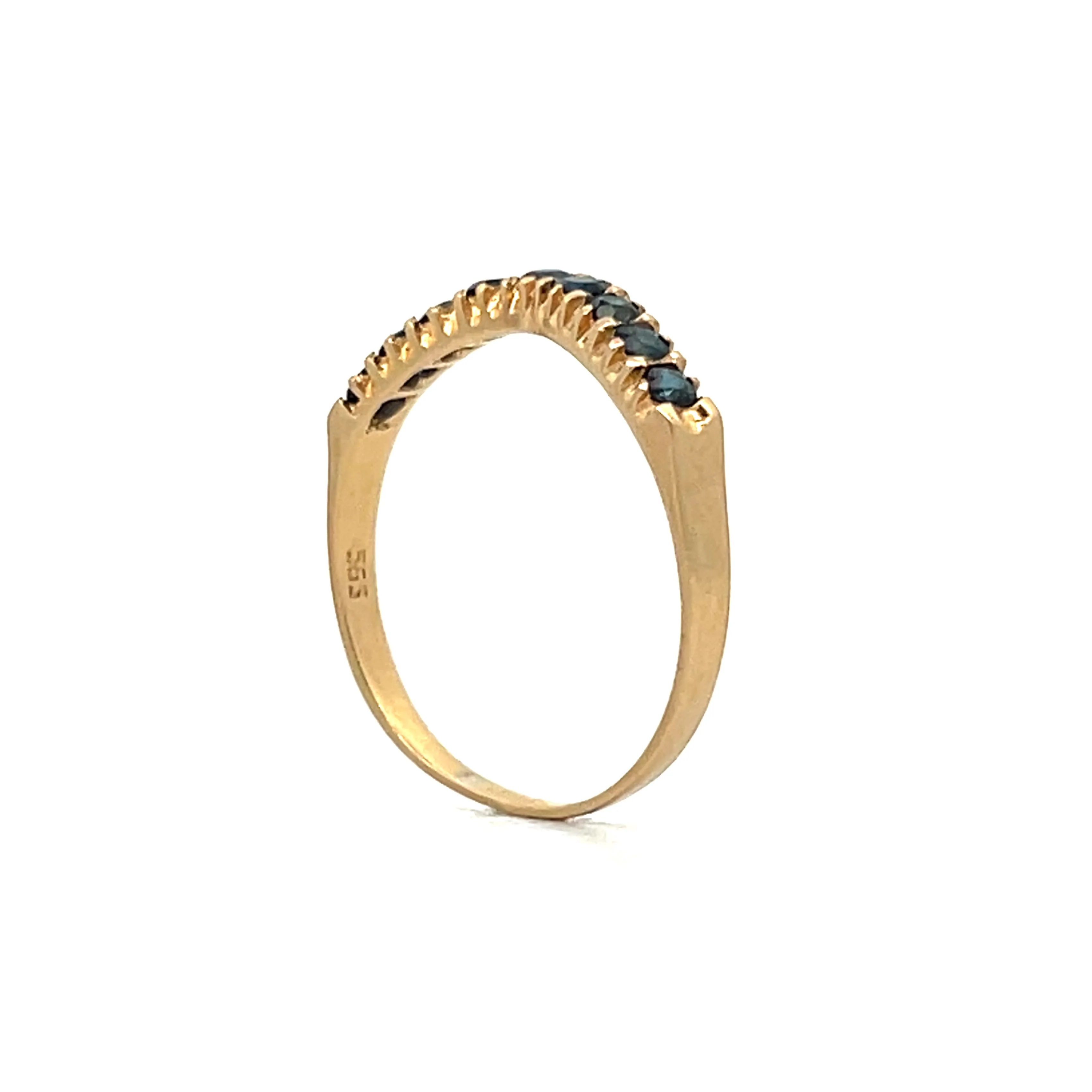 .36 Round Sapphire Contour Band in 14k Yellow Gold - Image 5
