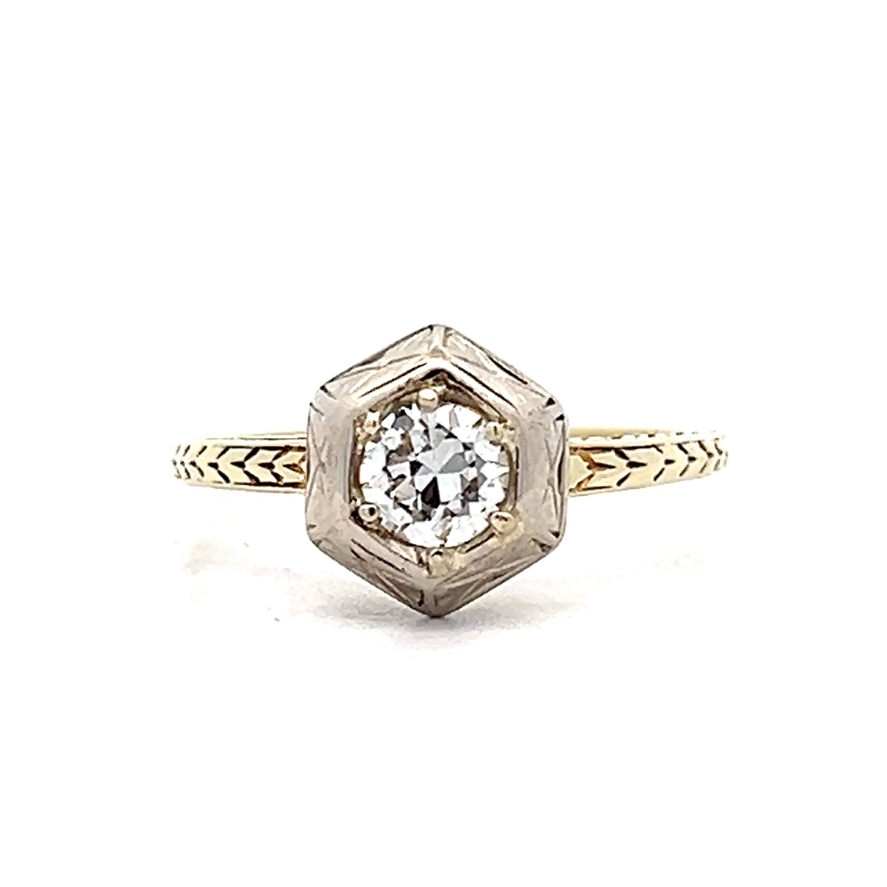 .36 Vintage Art Deco Geometric Engagement Ring