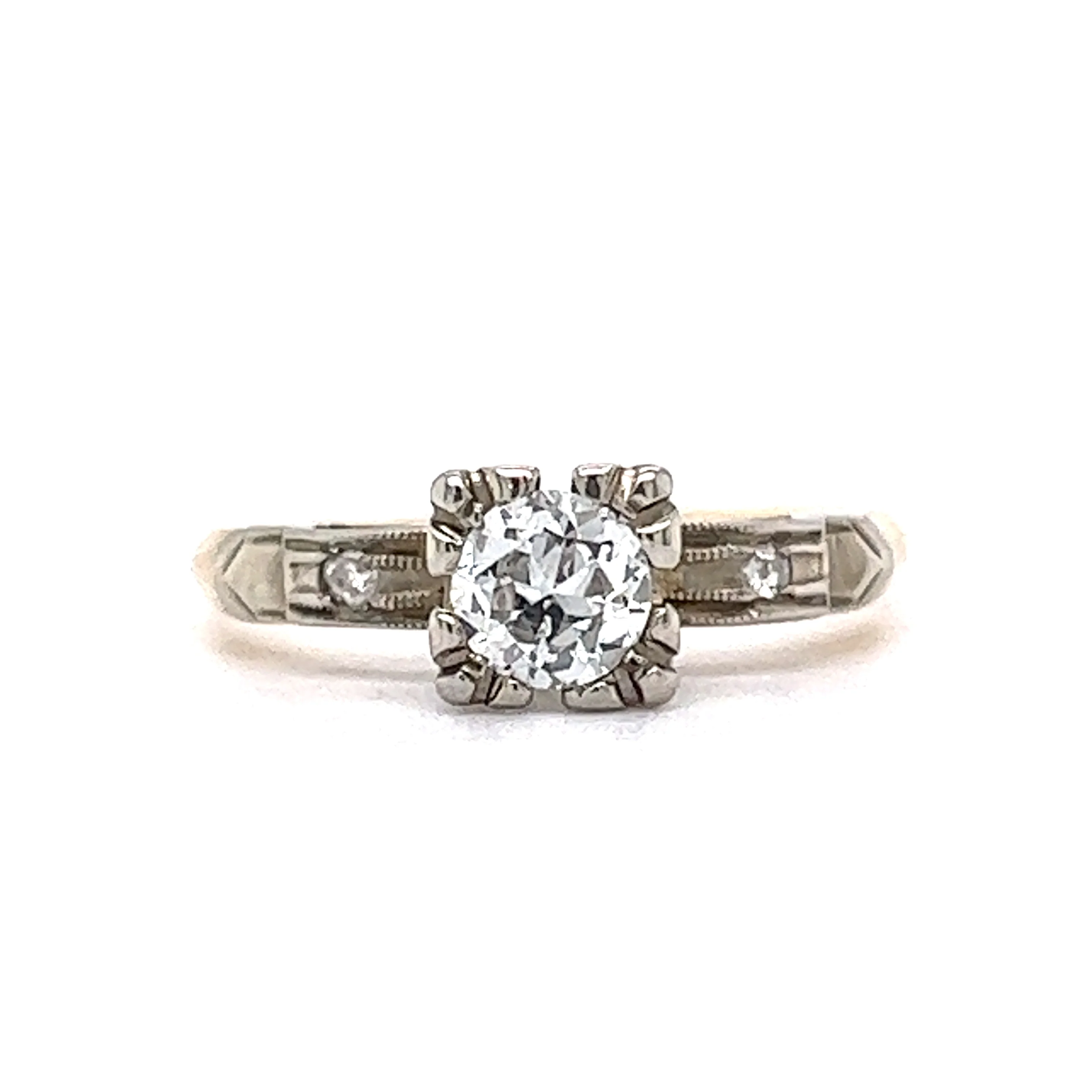 Retro .36 Transitional Cut Diamond Engagement Ring in 14k Yellow Gold