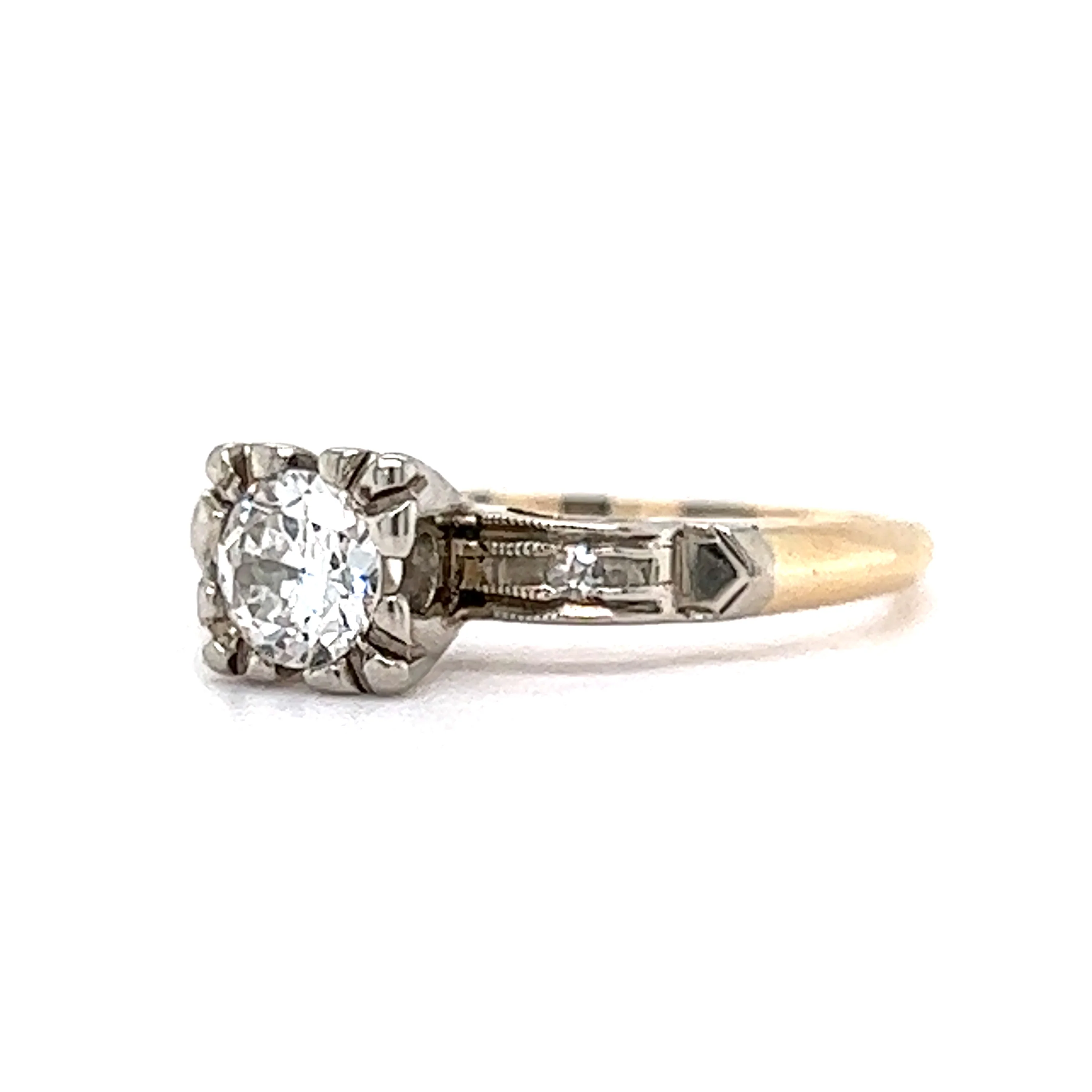Retro .36 Transitional Cut Diamond Engagement Ring in 14k Yellow Gold - Image 2