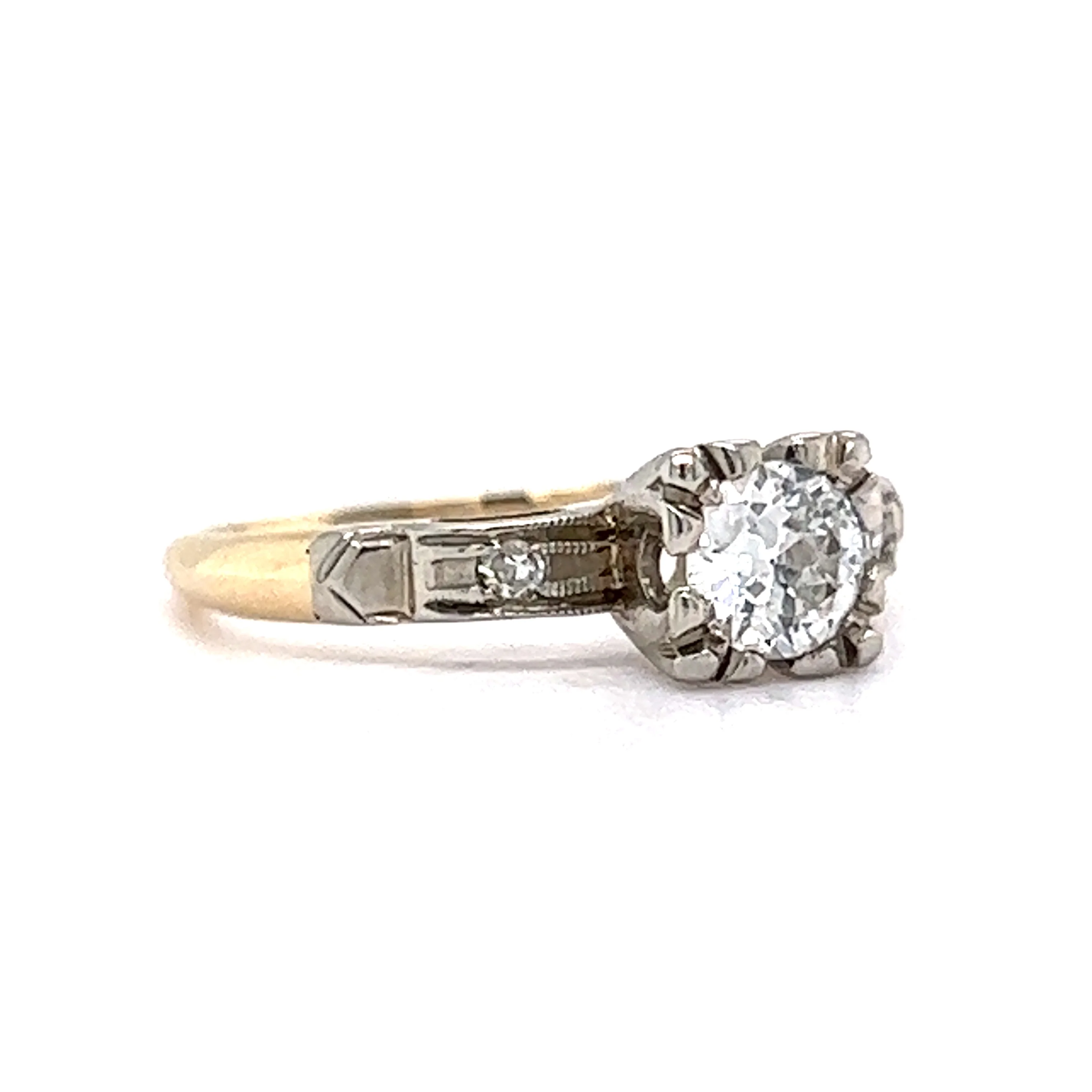 Retro .36 Transitional Cut Diamond Engagement Ring in 14k Yellow Gold - Image 3
