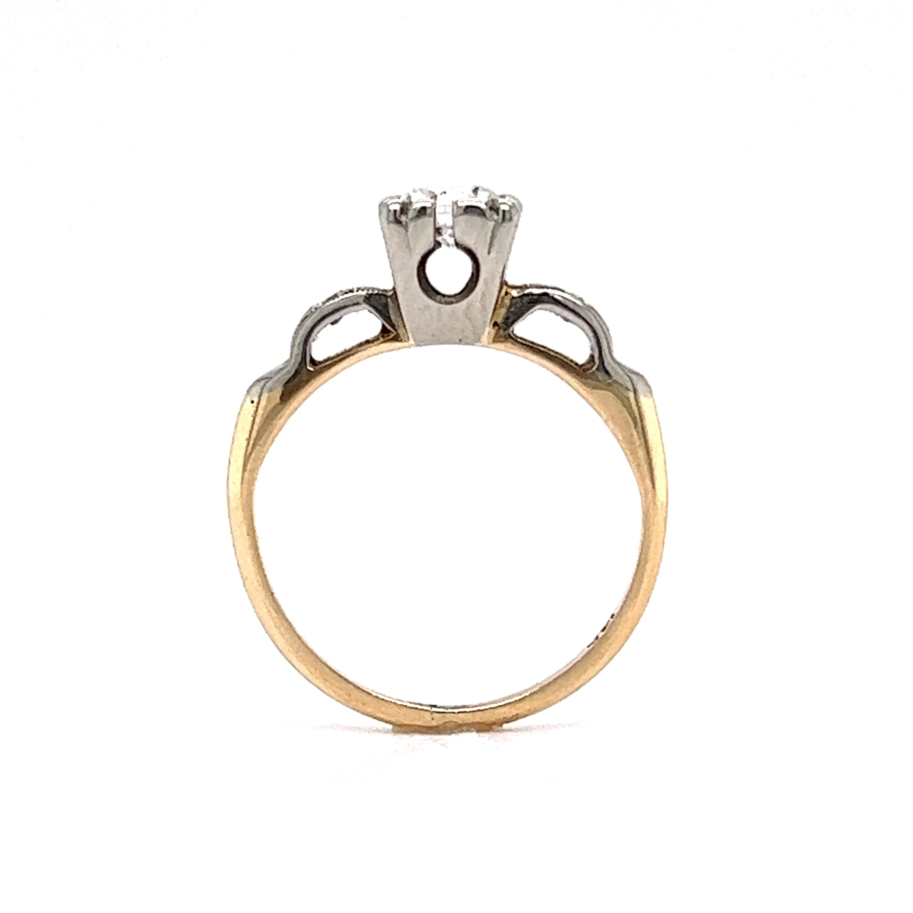 Retro .36 Transitional Cut Diamond Engagement Ring in 14k Yellow Gold - Image 4