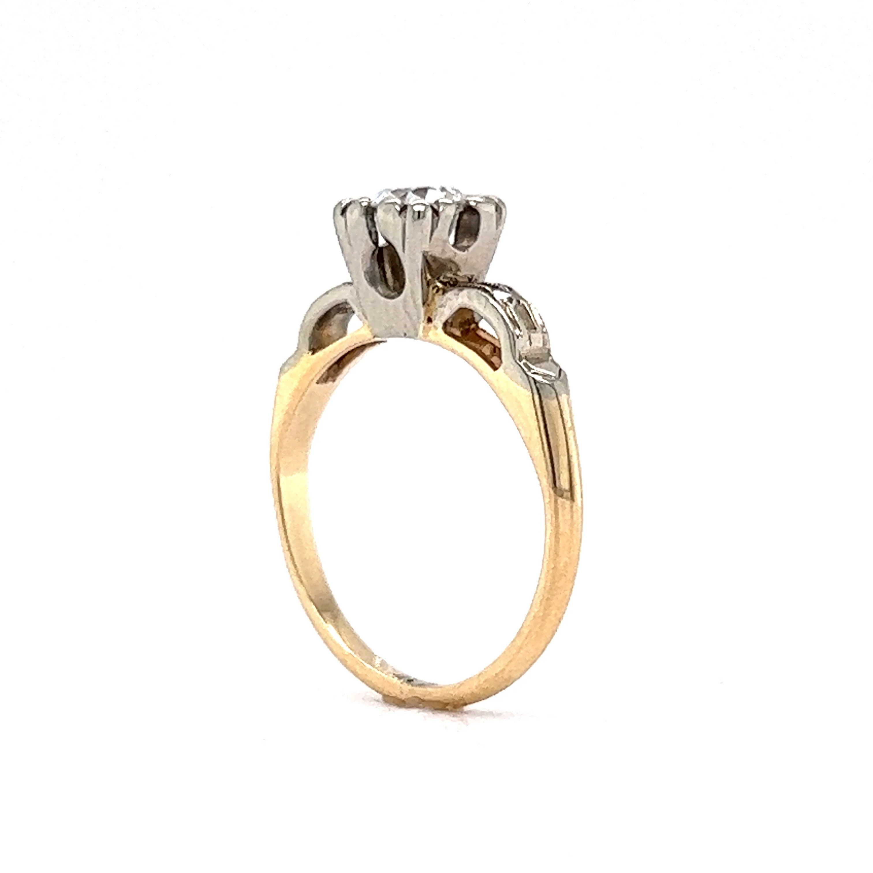 Retro .36 Transitional Cut Diamond Engagement Ring in 14k Yellow Gold - Image 5