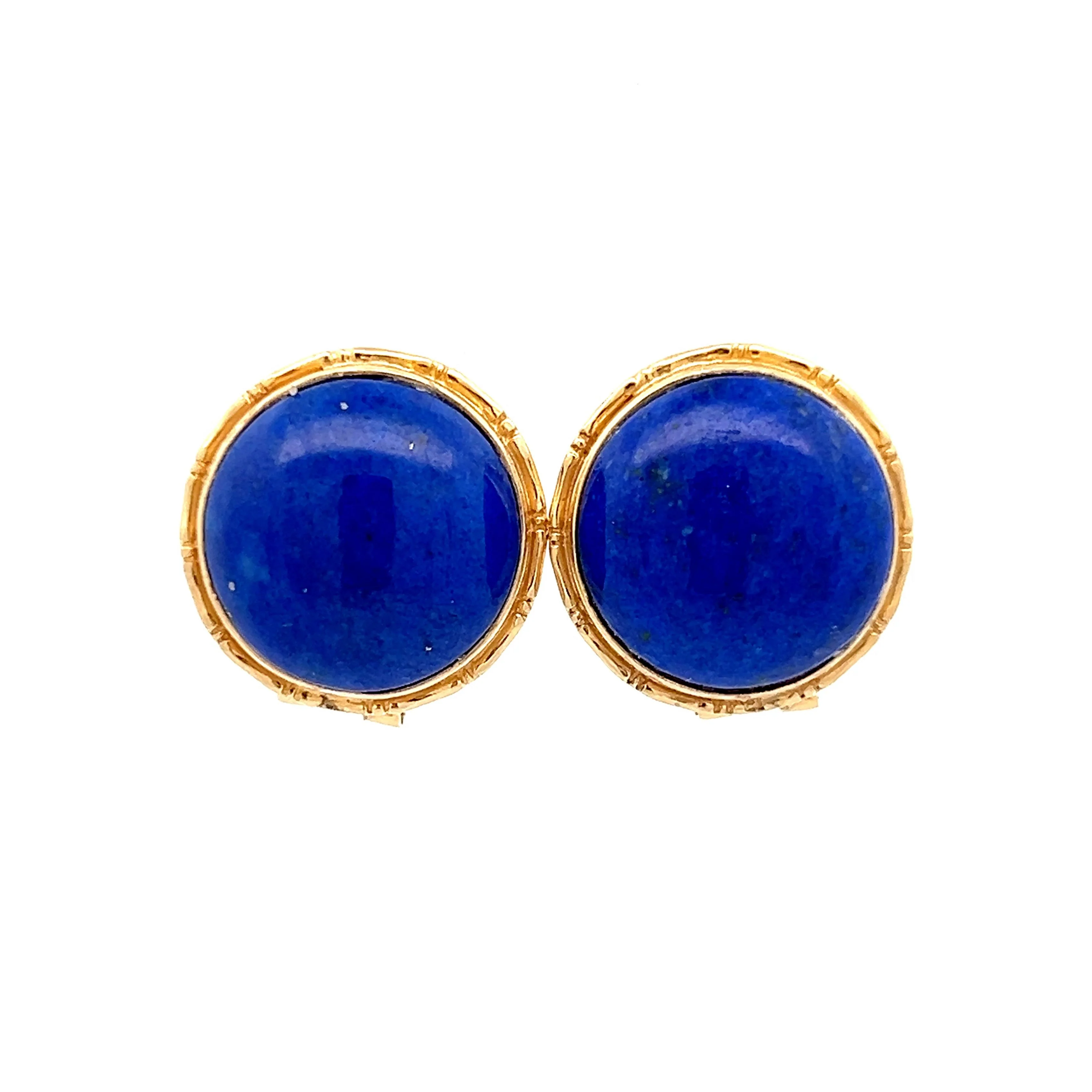 37.80 Lapis Cabochon Stud Earrings in 14k