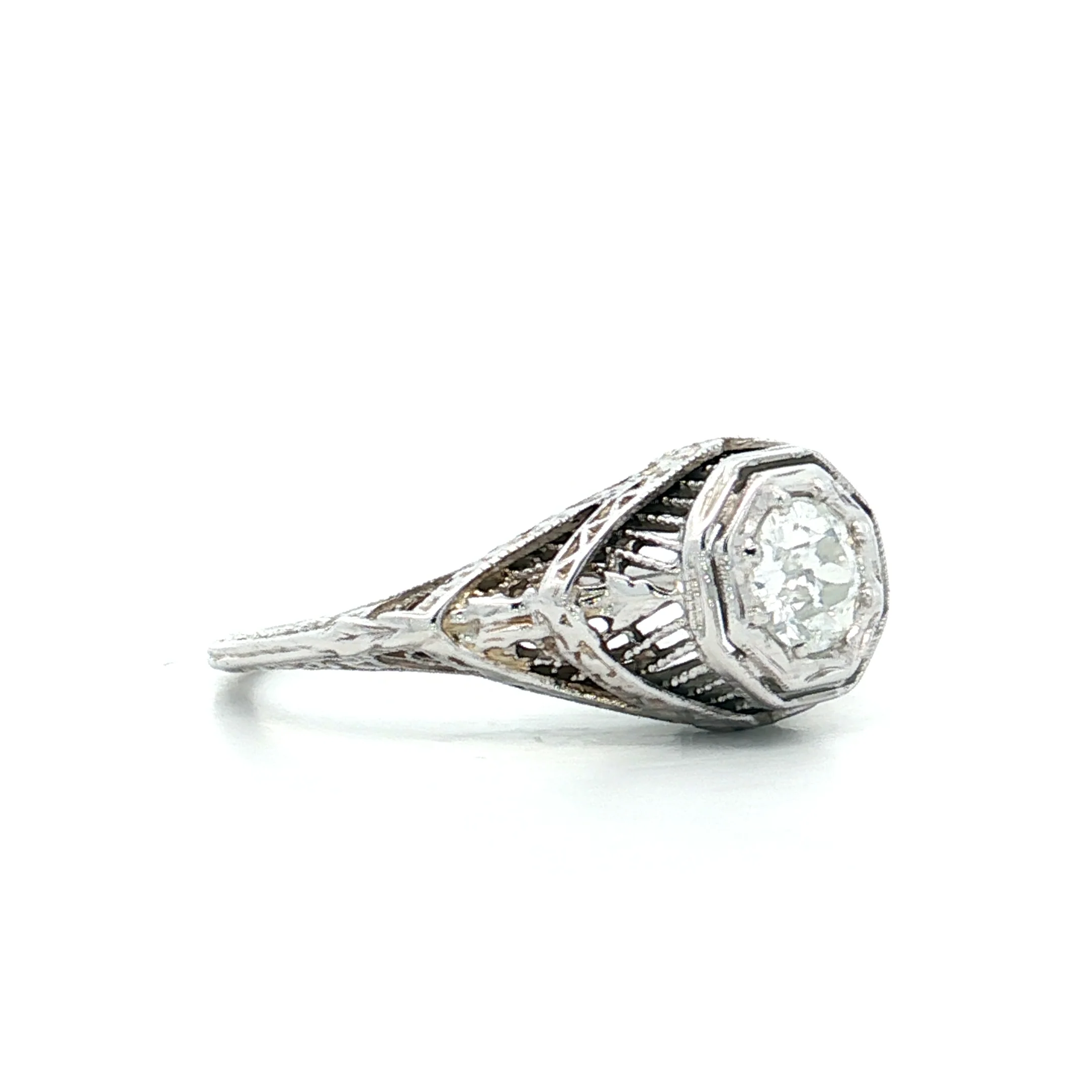 .37 Antique Deco Diamond Engagement Ring 18k - Image 3