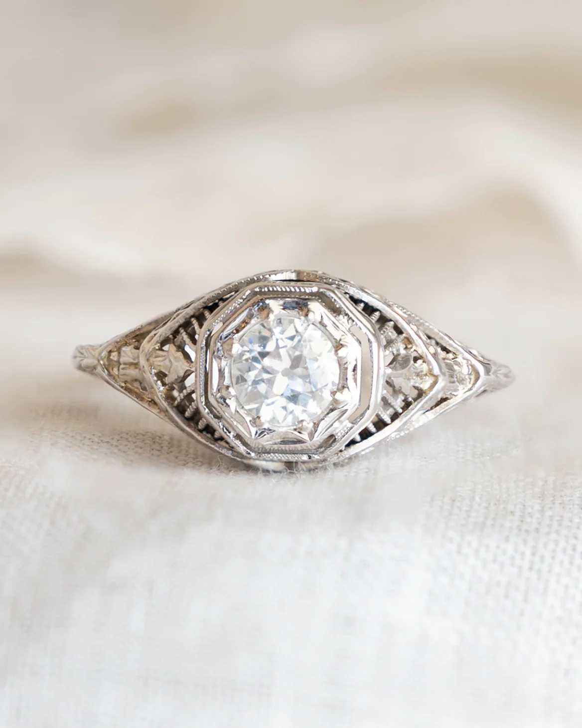 .37 Antique Deco Diamond Engagement Ring 18k - Image 7