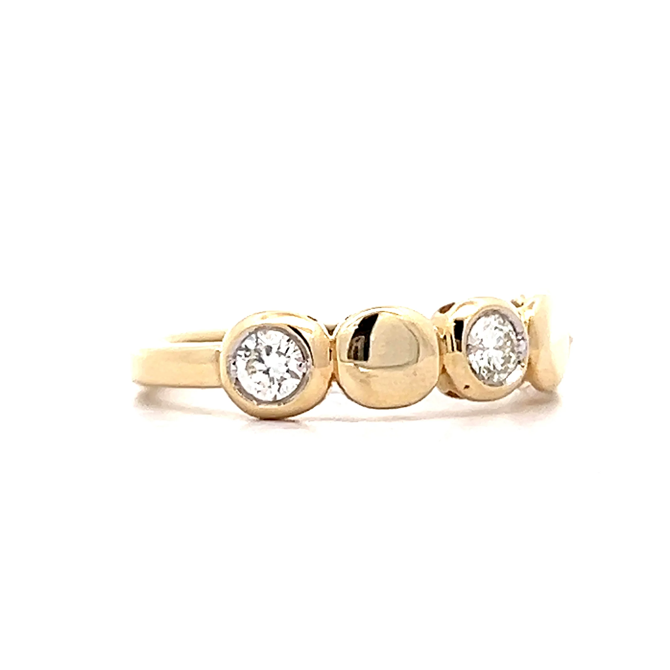 .37 Bezel 3 Stone Diamond Band 14k Yellow Gold - Image 3