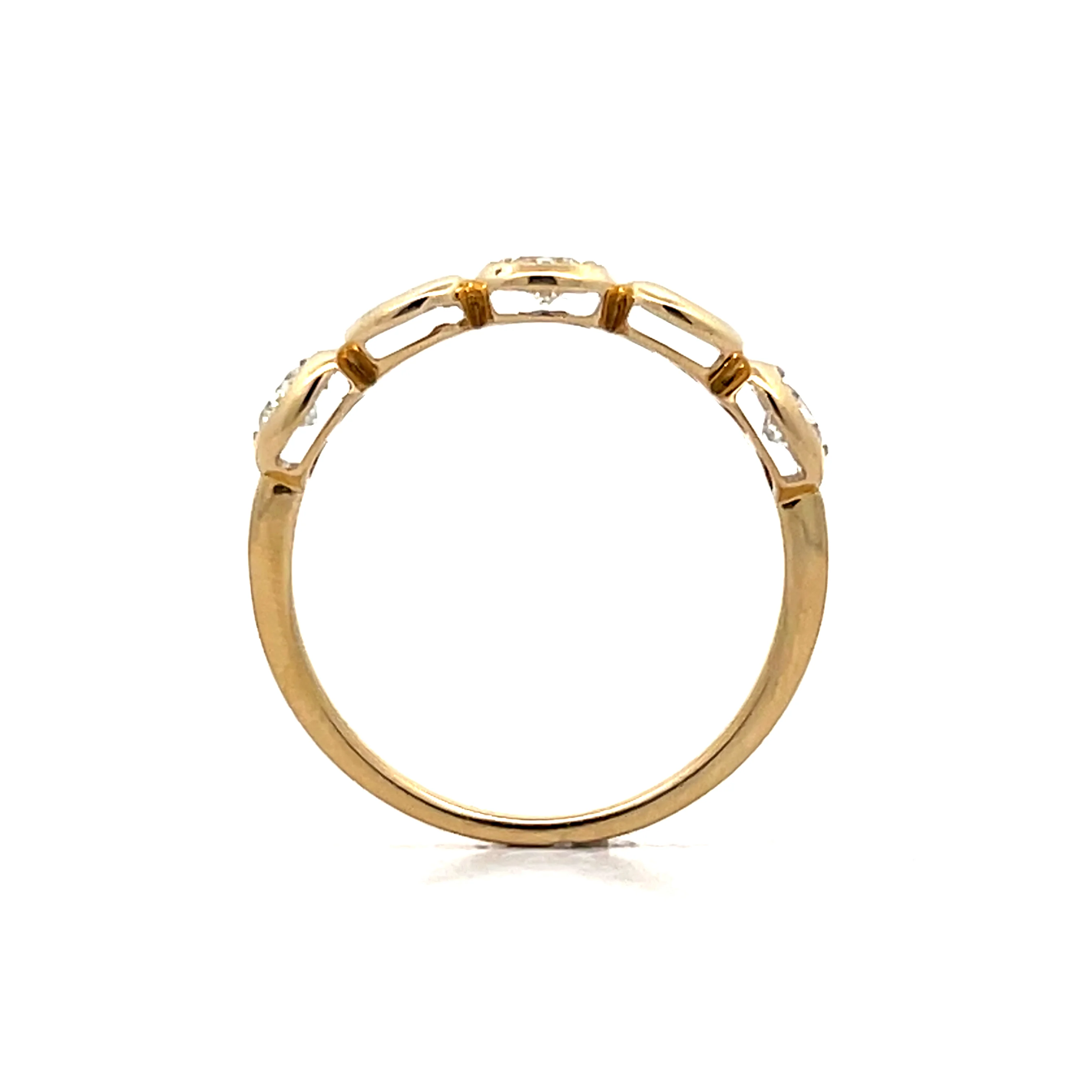 .37 Bezel 3 Stone Diamond Band 14k Yellow Gold - Image 4