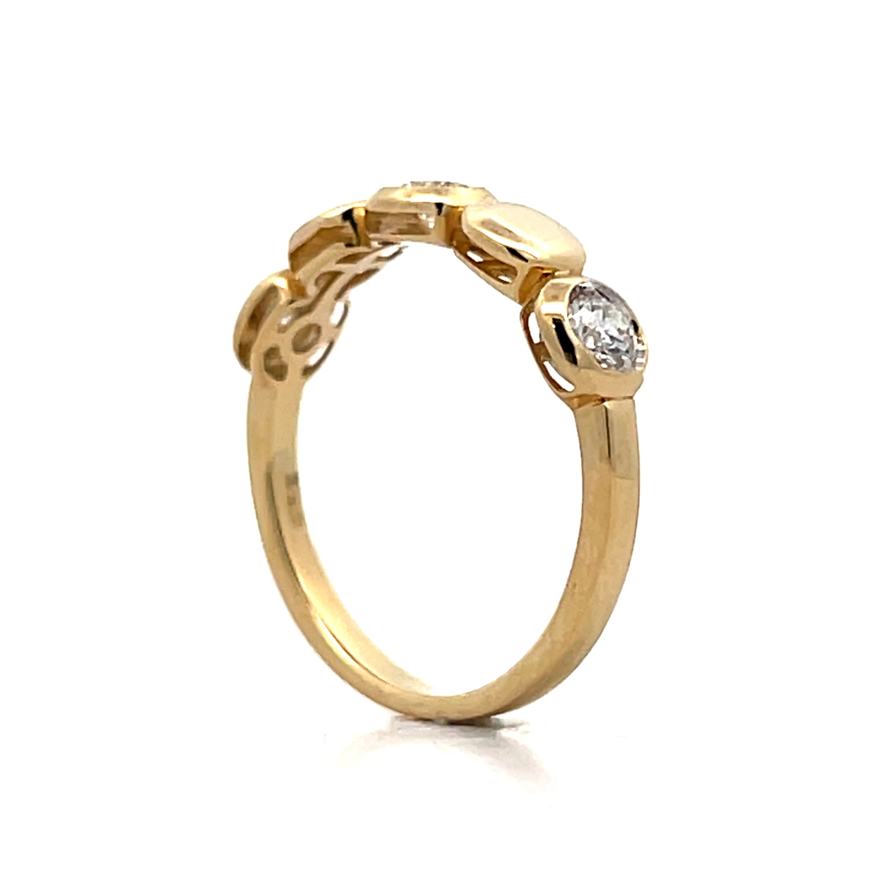 .37 Bezel 3 Stone Diamond Band 14k Yellow Gold - Image 5