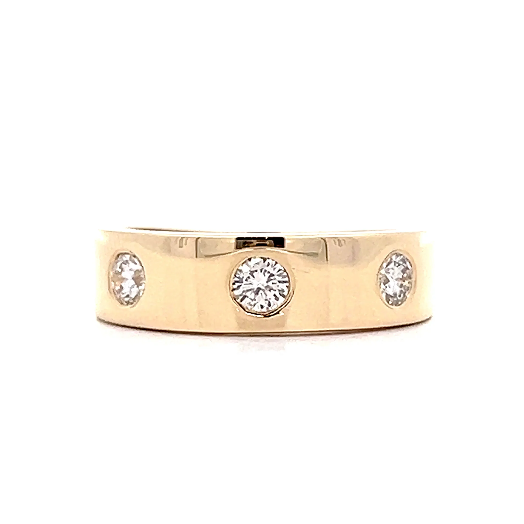 .37 Bezel 3 Stone Diamond Band in 14k Yellow Gold