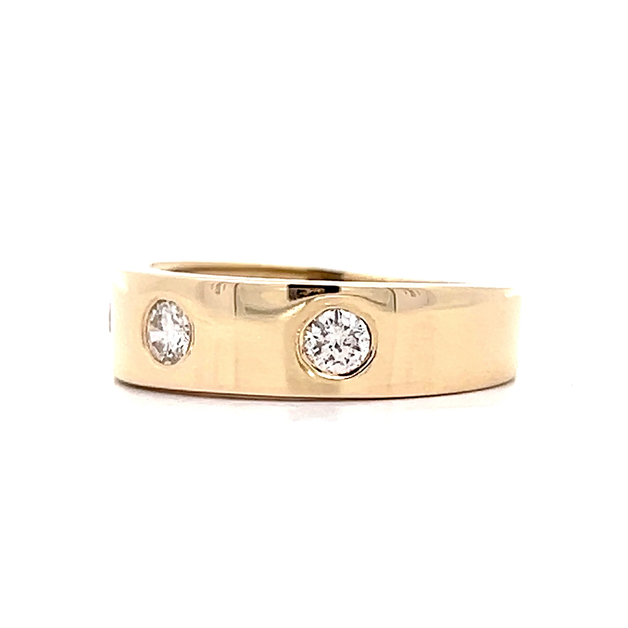 .37 Bezel 3 Stone Diamond Band in 14k Yellow Gold - Image 2
