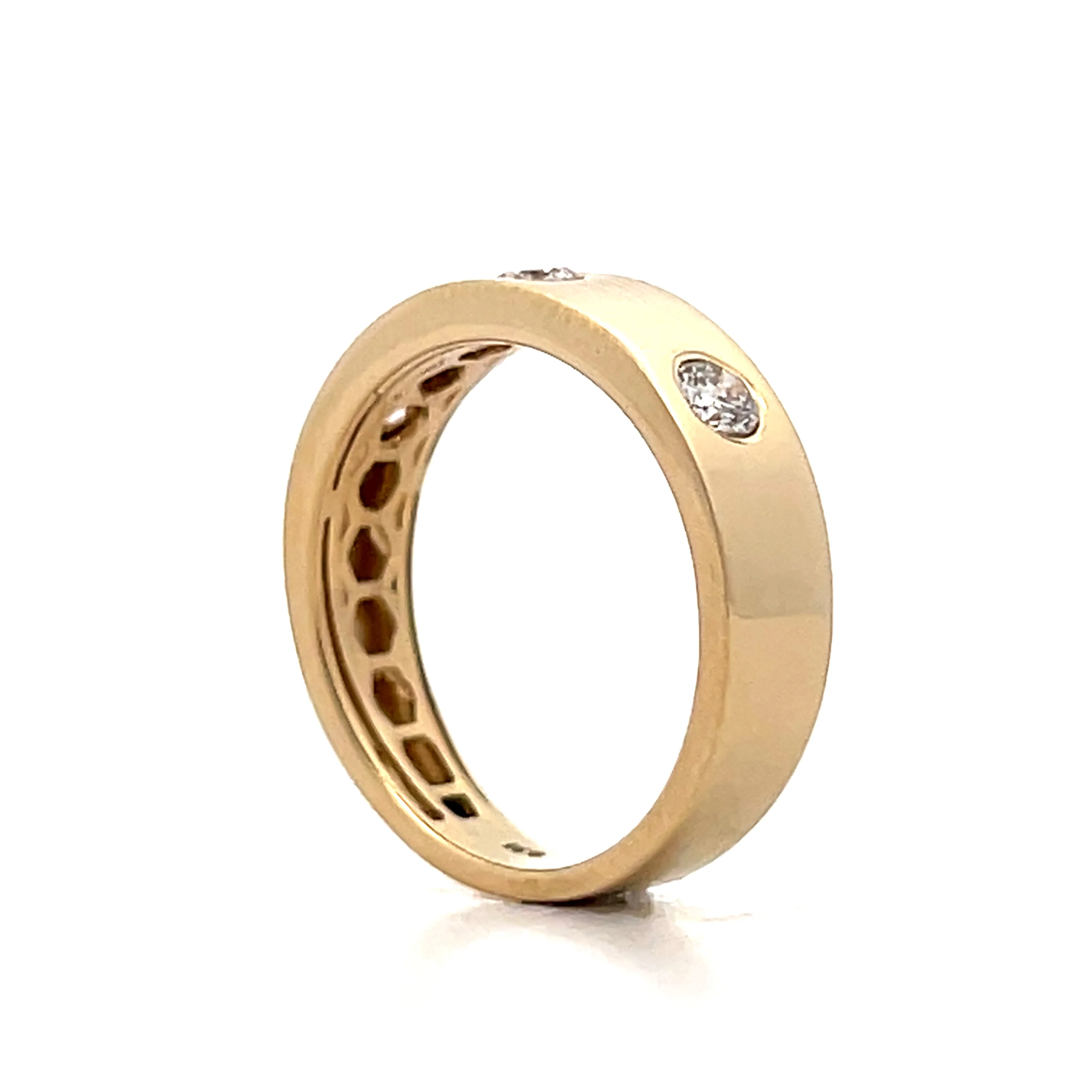 .37 Bezel 3 Stone Diamond Band in 14k Yellow Gold - Image 5