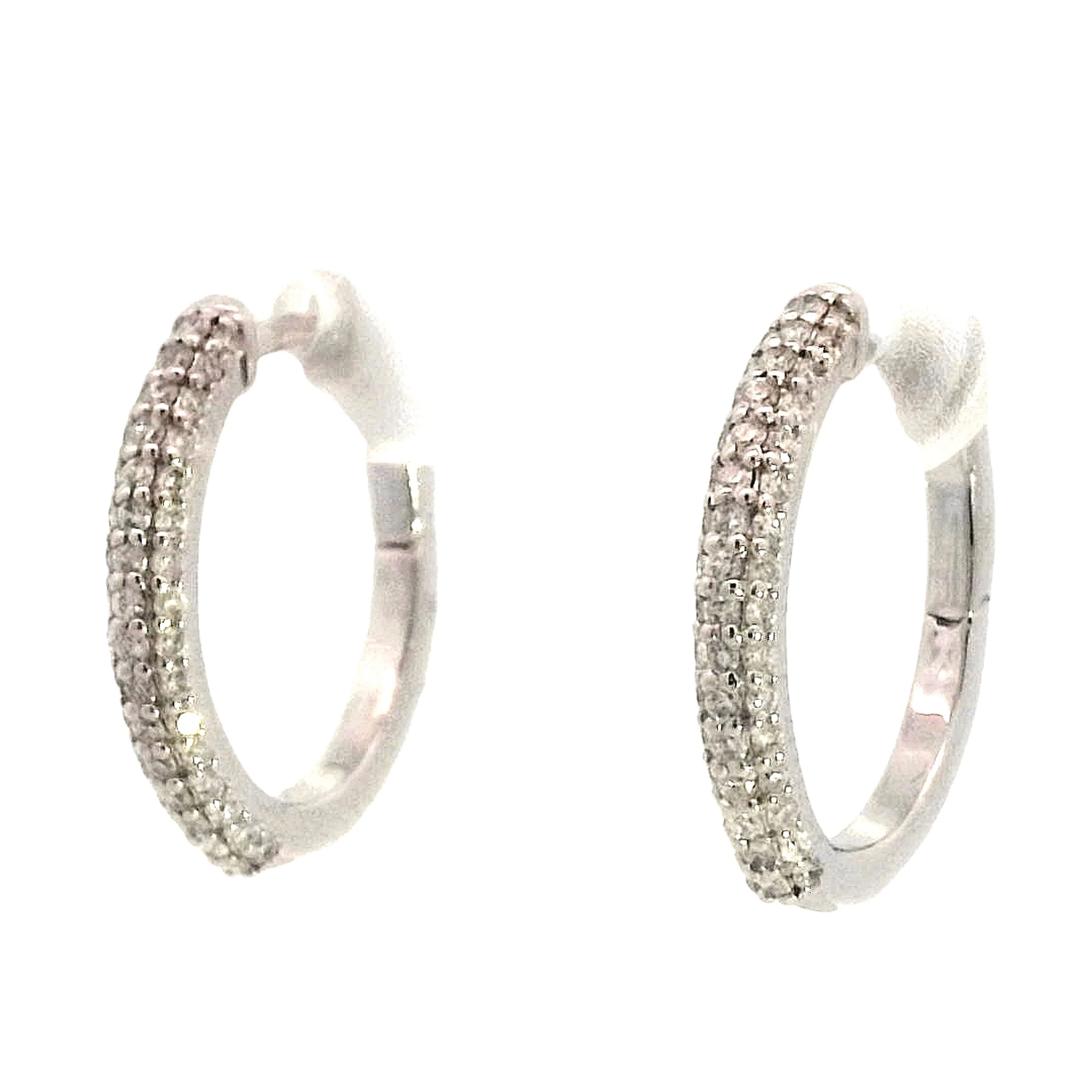.37 Round Brilliant Diamond Hoop Earrings in 18 White Gold - Image 2