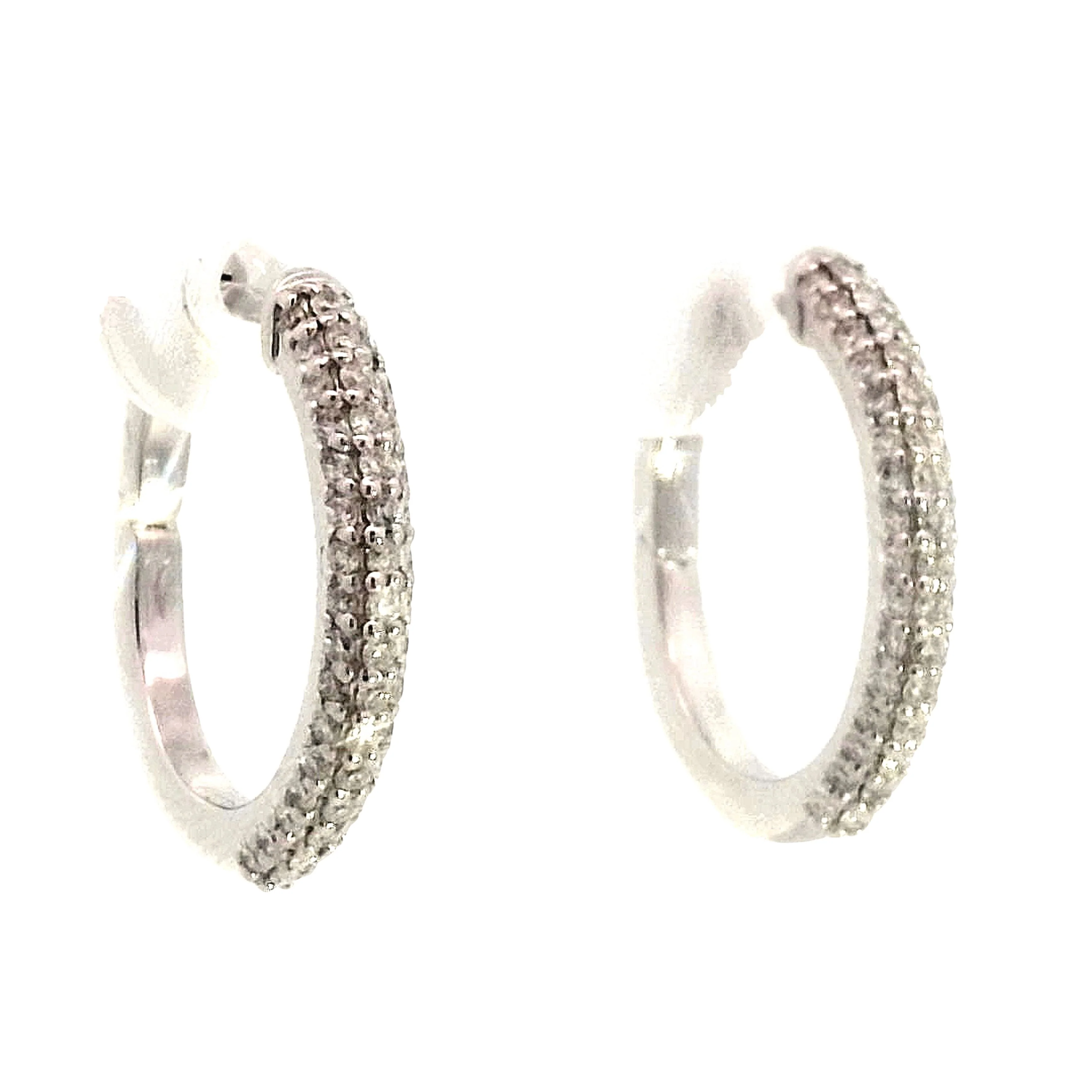 .37 Round Brilliant Diamond Hoop Earrings in 18 White Gold - Image 3